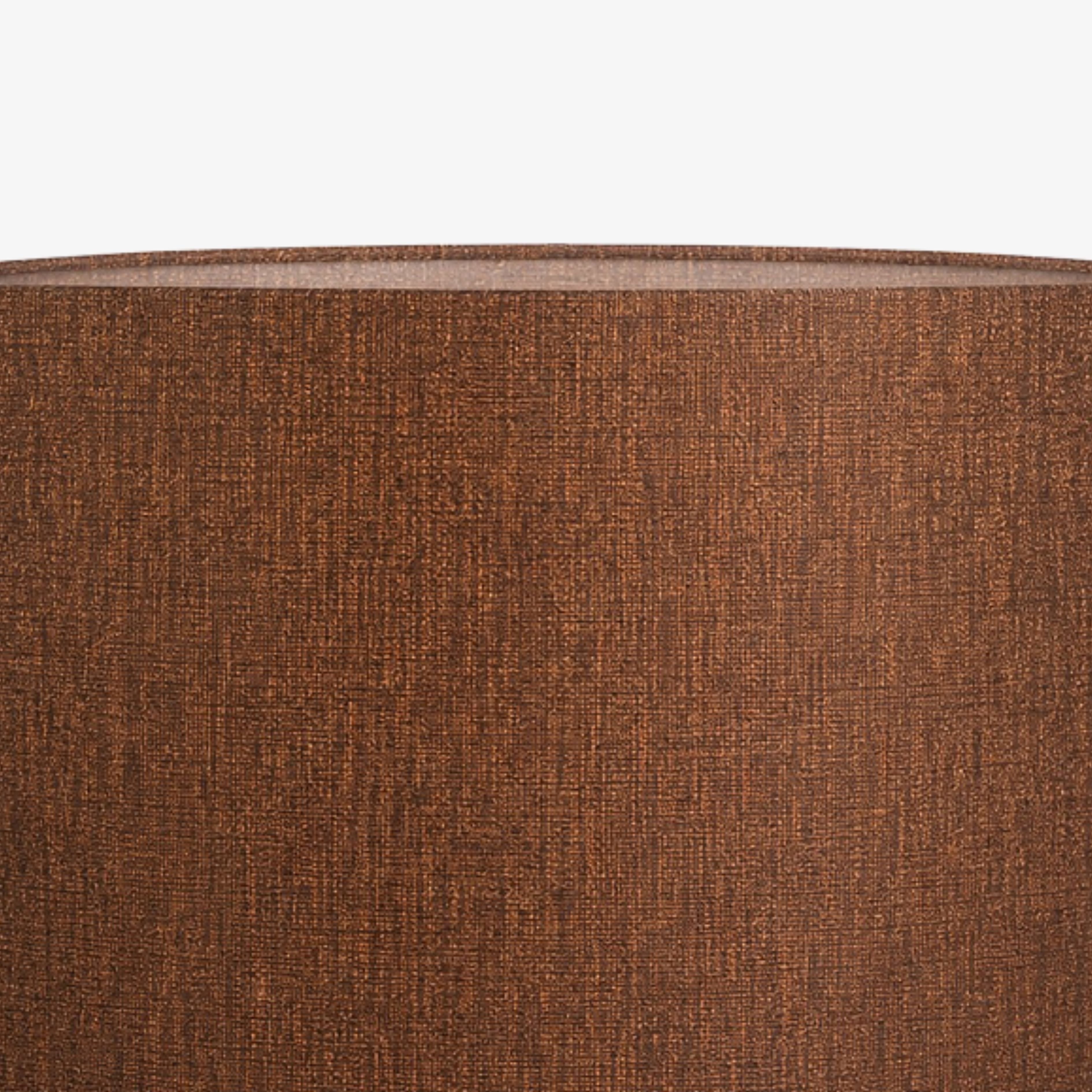 Close view of the woven brown fabric shade