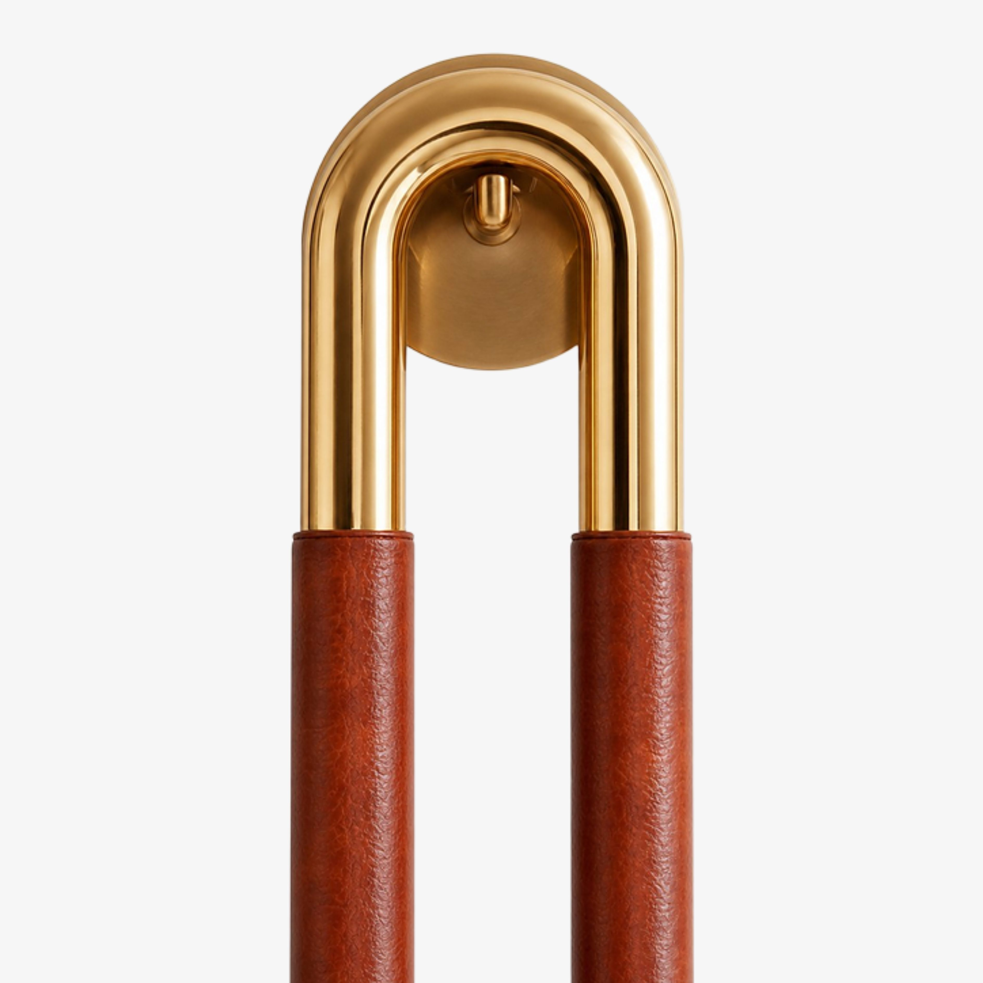 Brown stitched leather wrap on double wall light