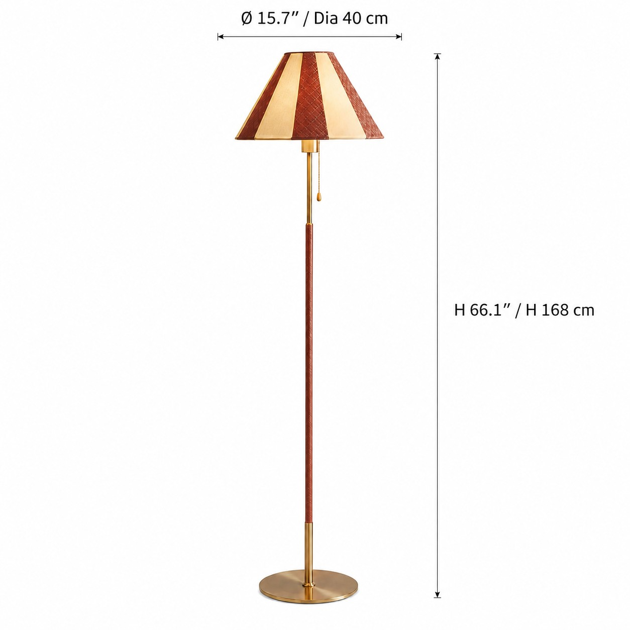 Floor lamp dimensions: 40 cm diameter and 168 cm overall height