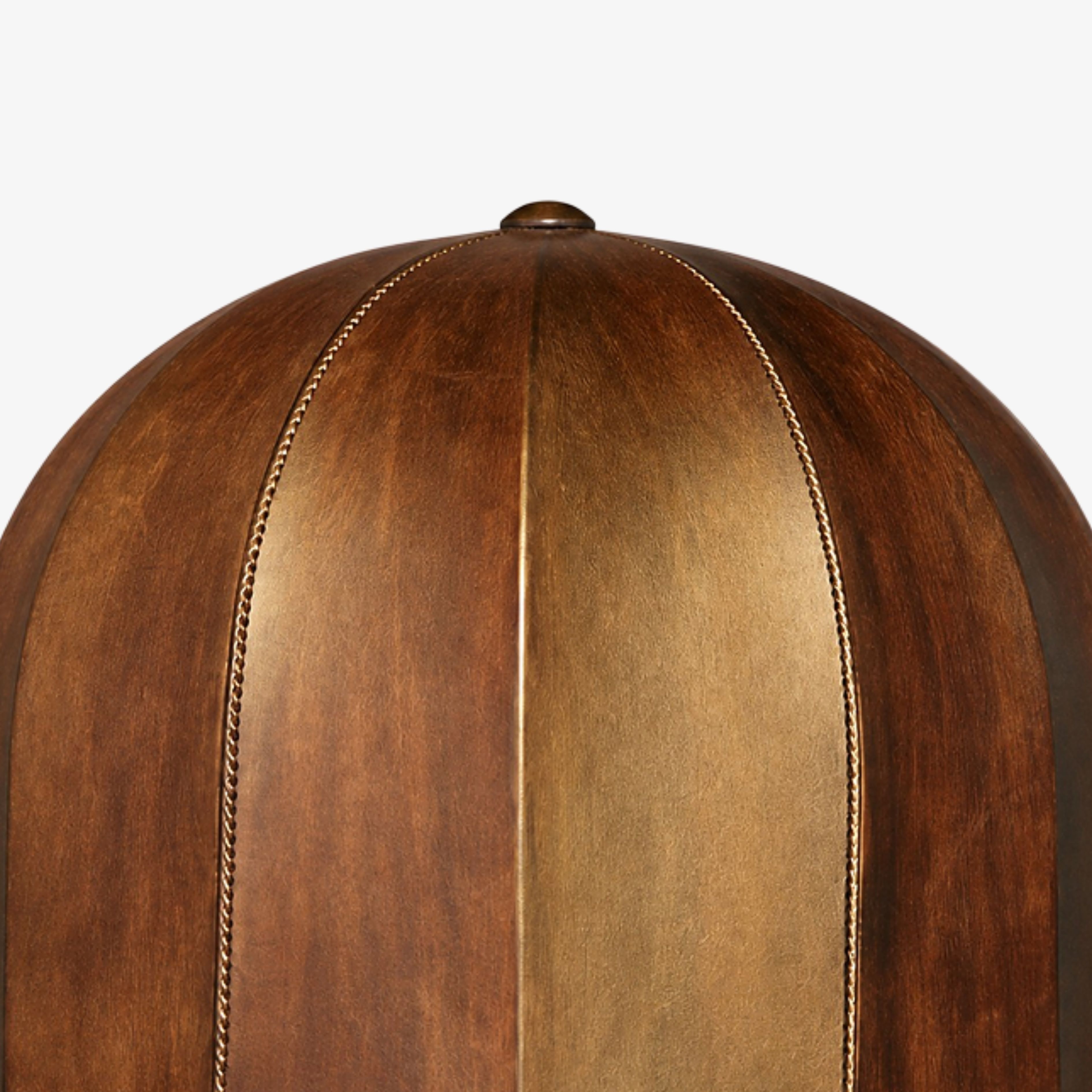 Close view of dark brown leather shade panels