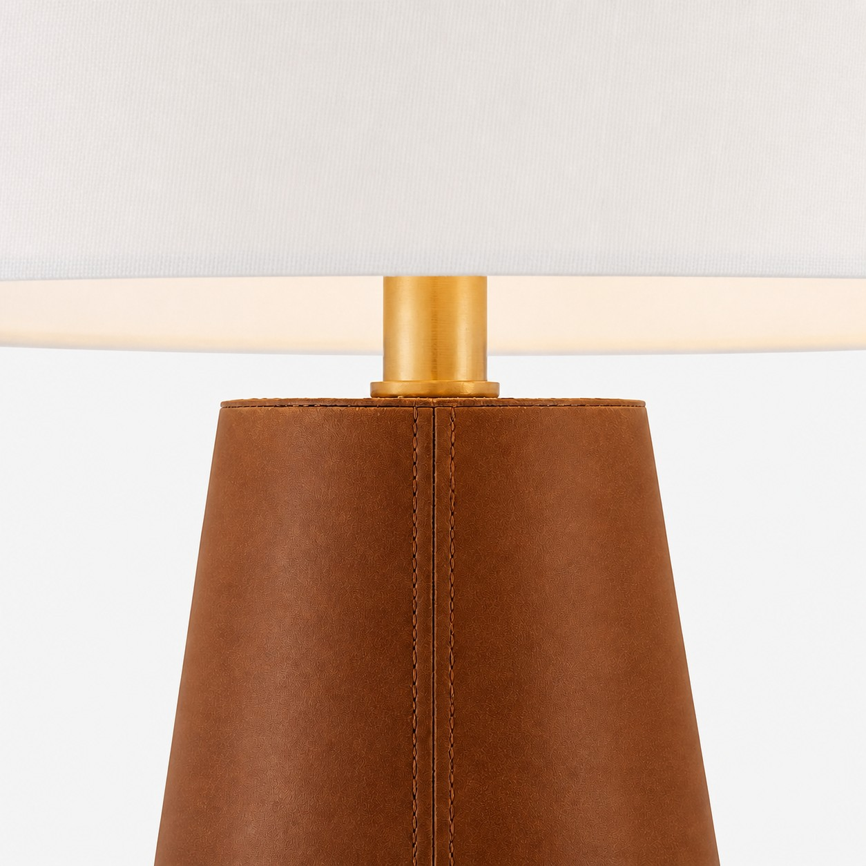 Cognac leather tripod base seam and brass neck