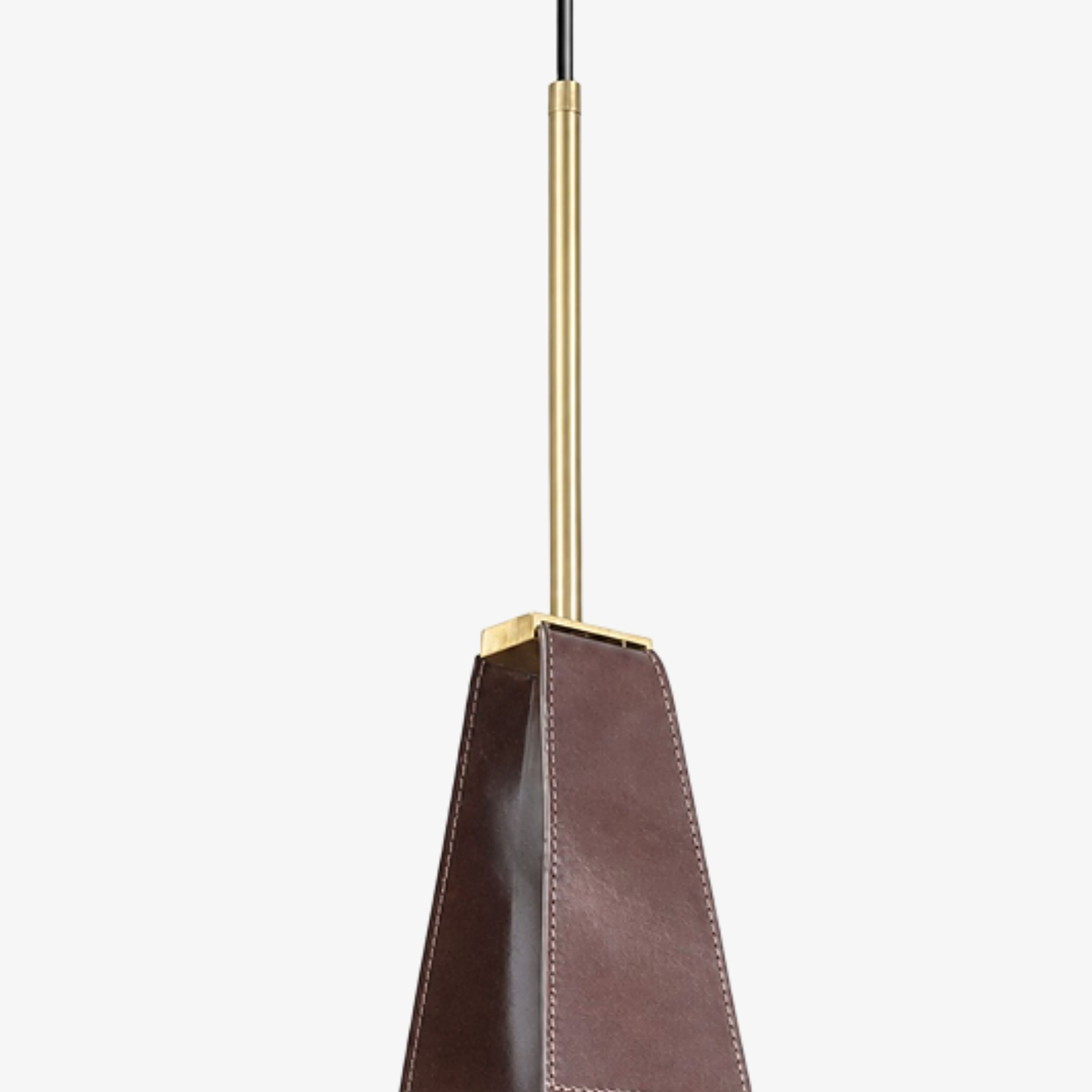Antique brass suspension rod and stitched leather detail