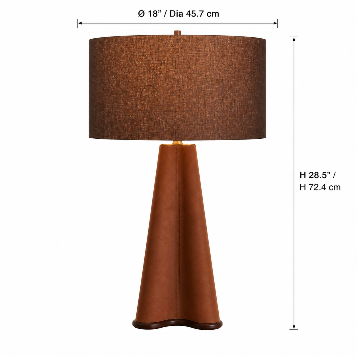 Table lamp dimensions: 45.7 cm diameter and 72.4 cm high
