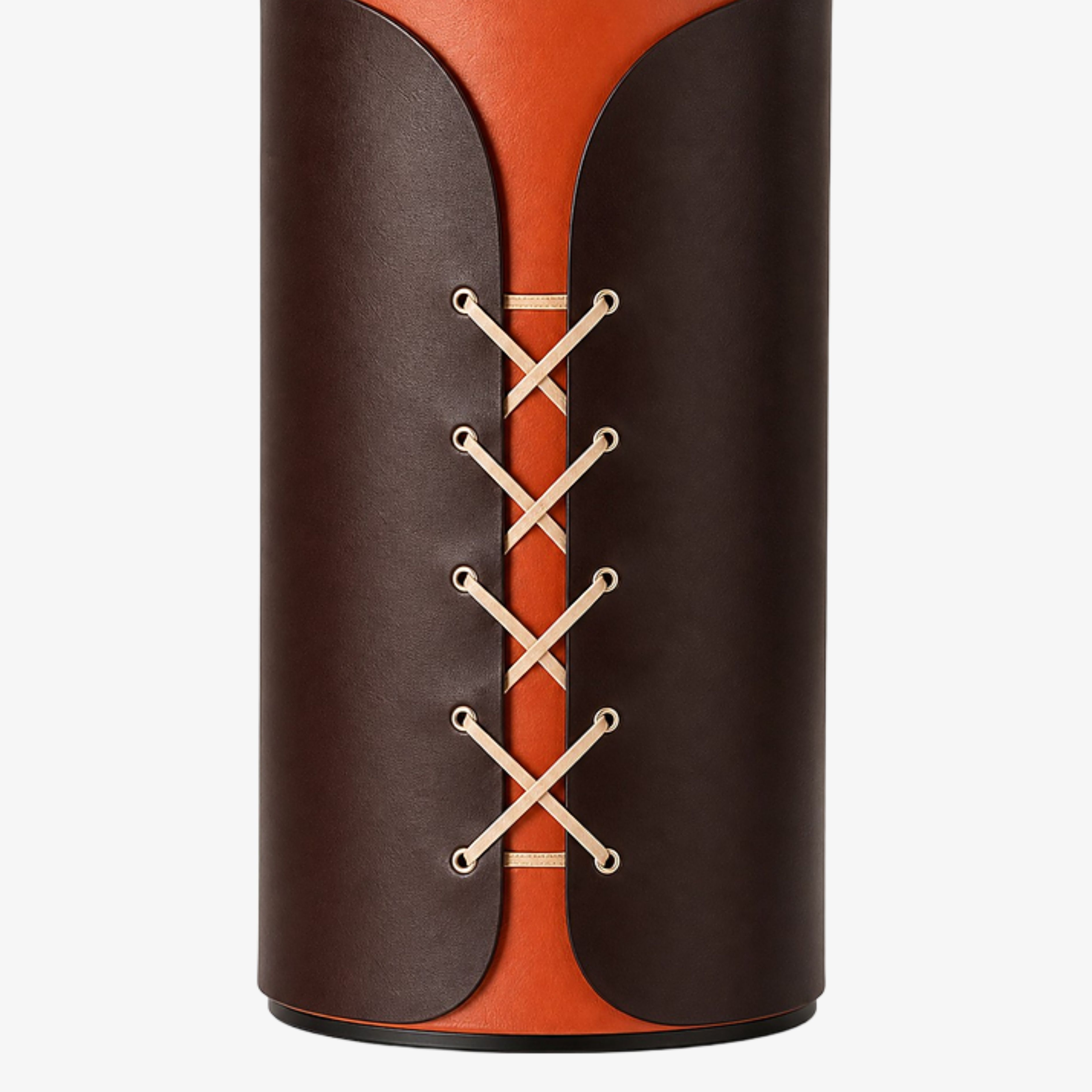 Corset-inspired lacing on the leather column base