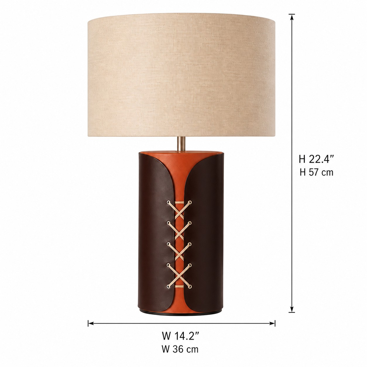 Laced panel table lamp dimensions: 36 cm wide and 57 cm high