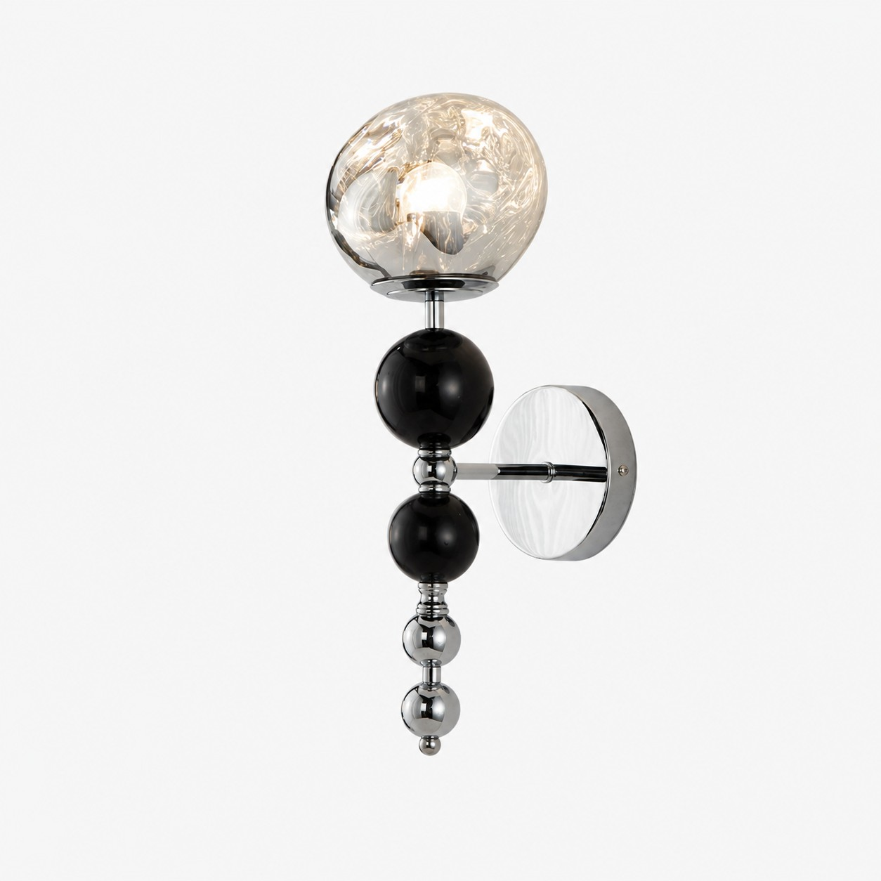 Chrome glass stacked orb wall lamp