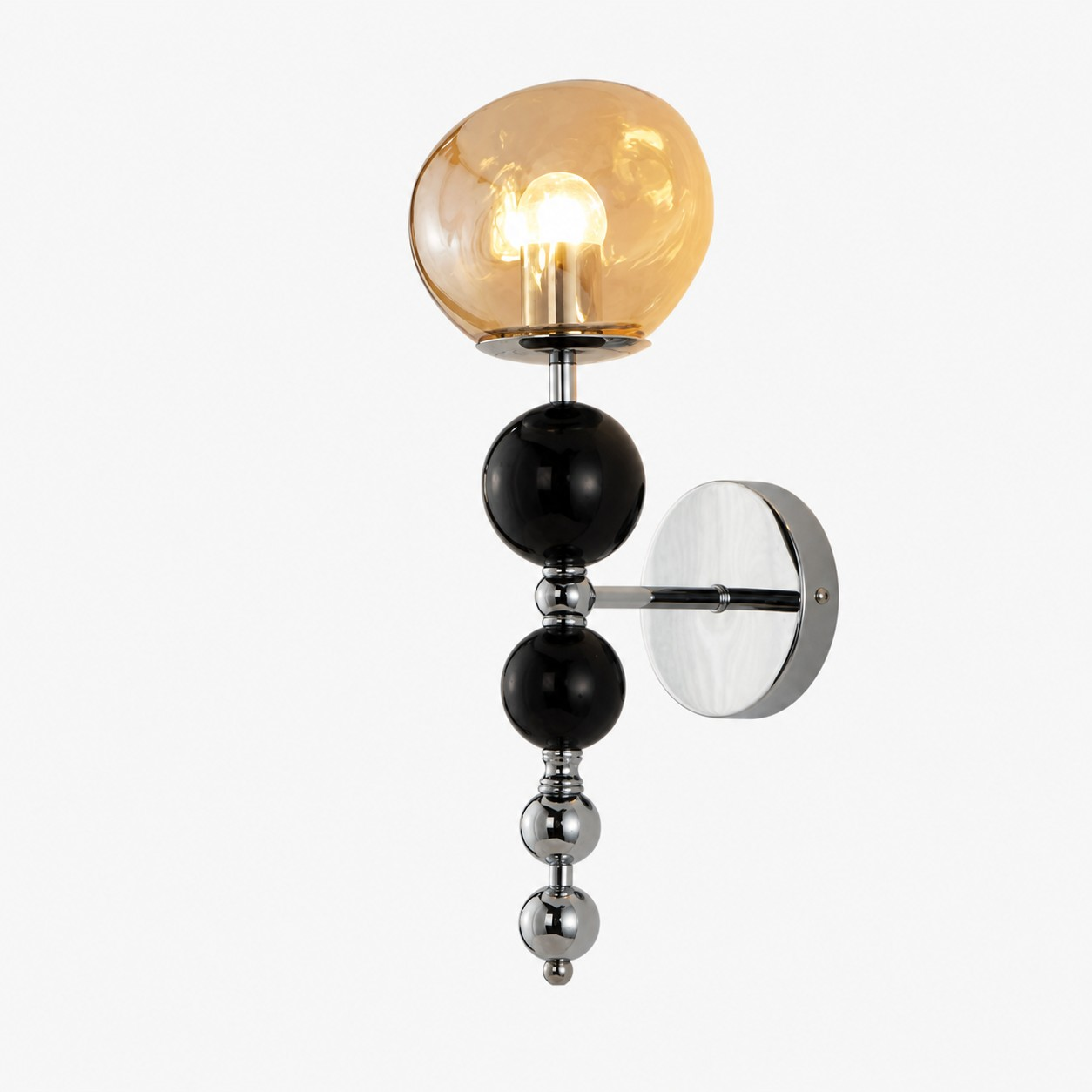 Amber glass stacked orb wall lamp