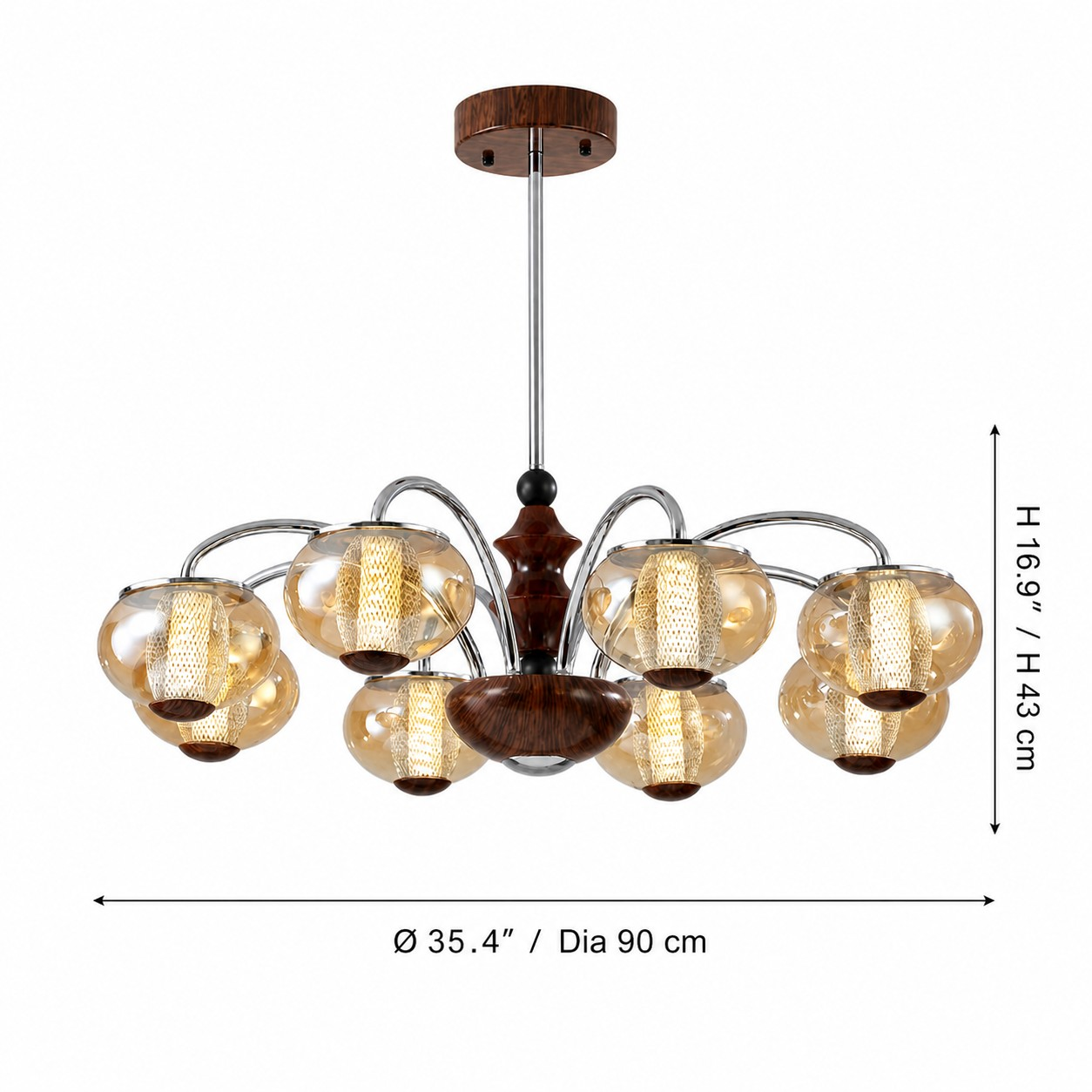 Otto teste. Dimensioni: 90 cm di diametro e 43 cm di altezza.