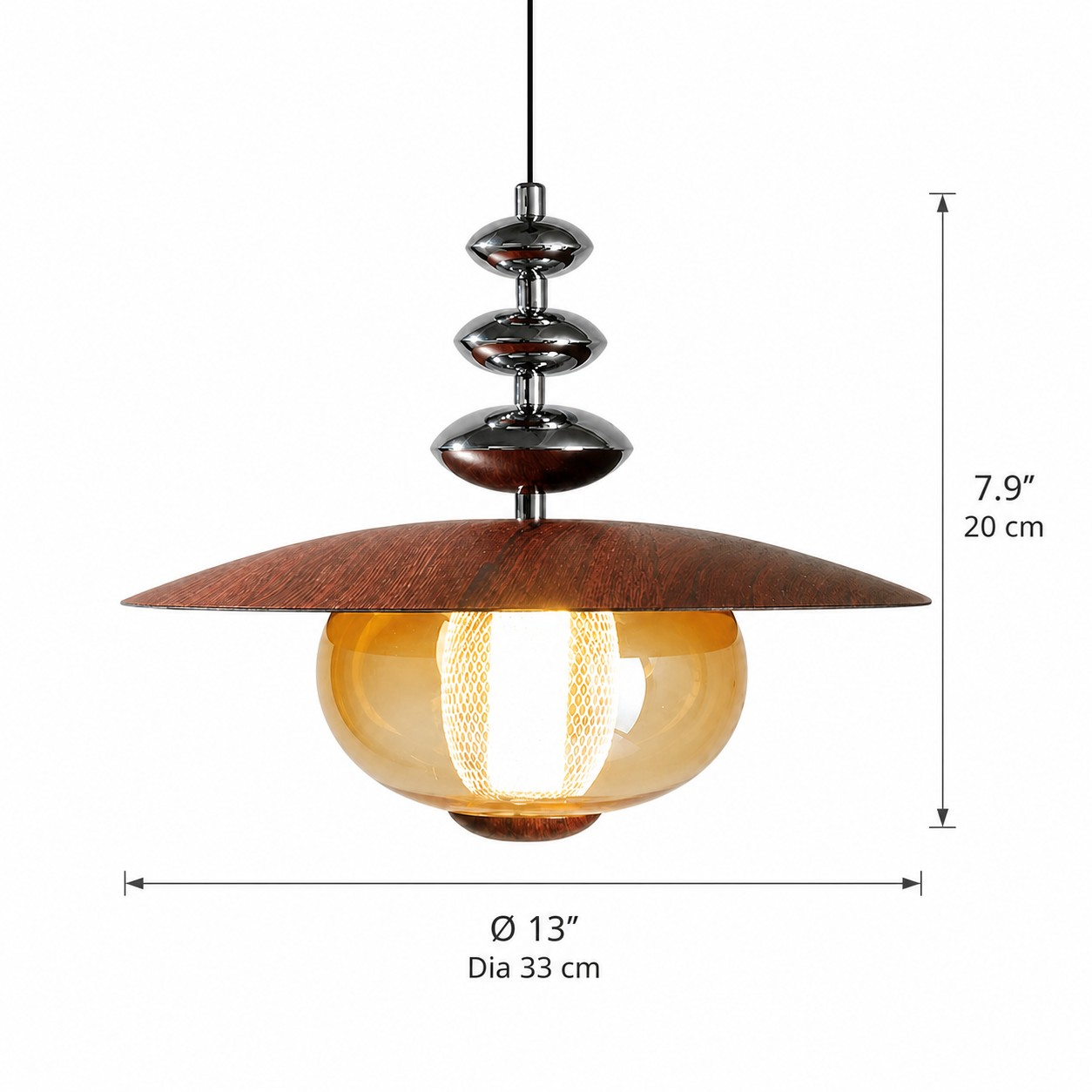 Dimensions du pendentif Lift B : 33 cm de diamètre et 20 cm de hauteur