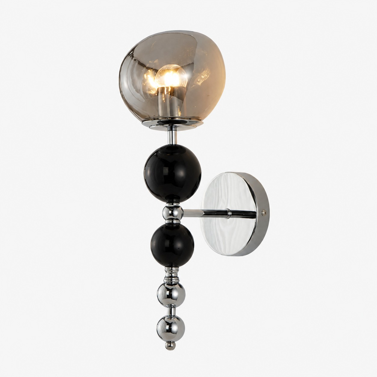 Smoke gray glass stacked orb wall lamp