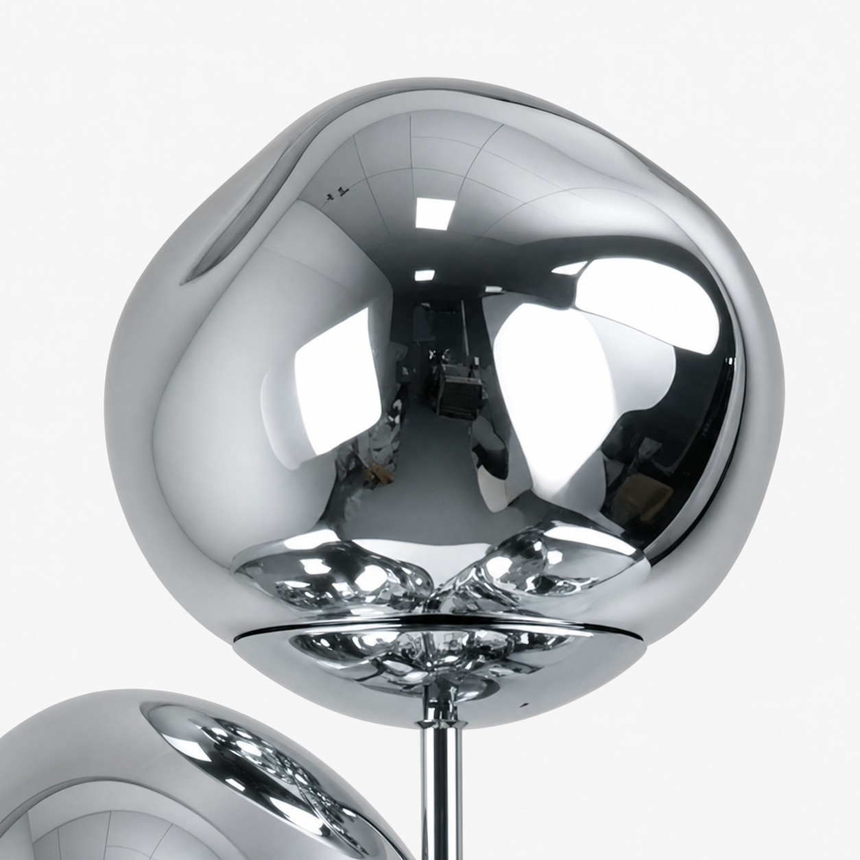 Reflective melt-style globe surface detail