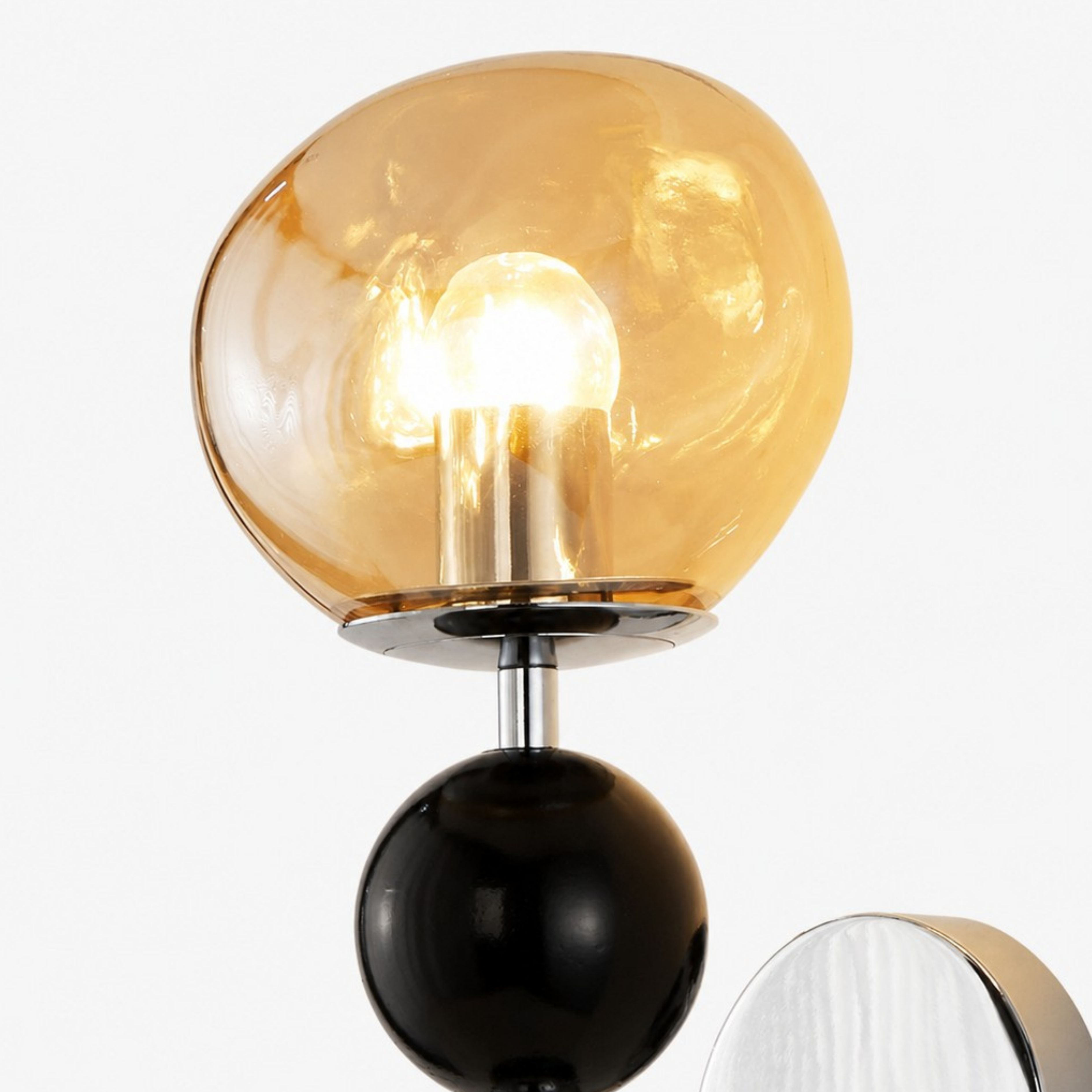 Amber glass globe and E27 light detail
