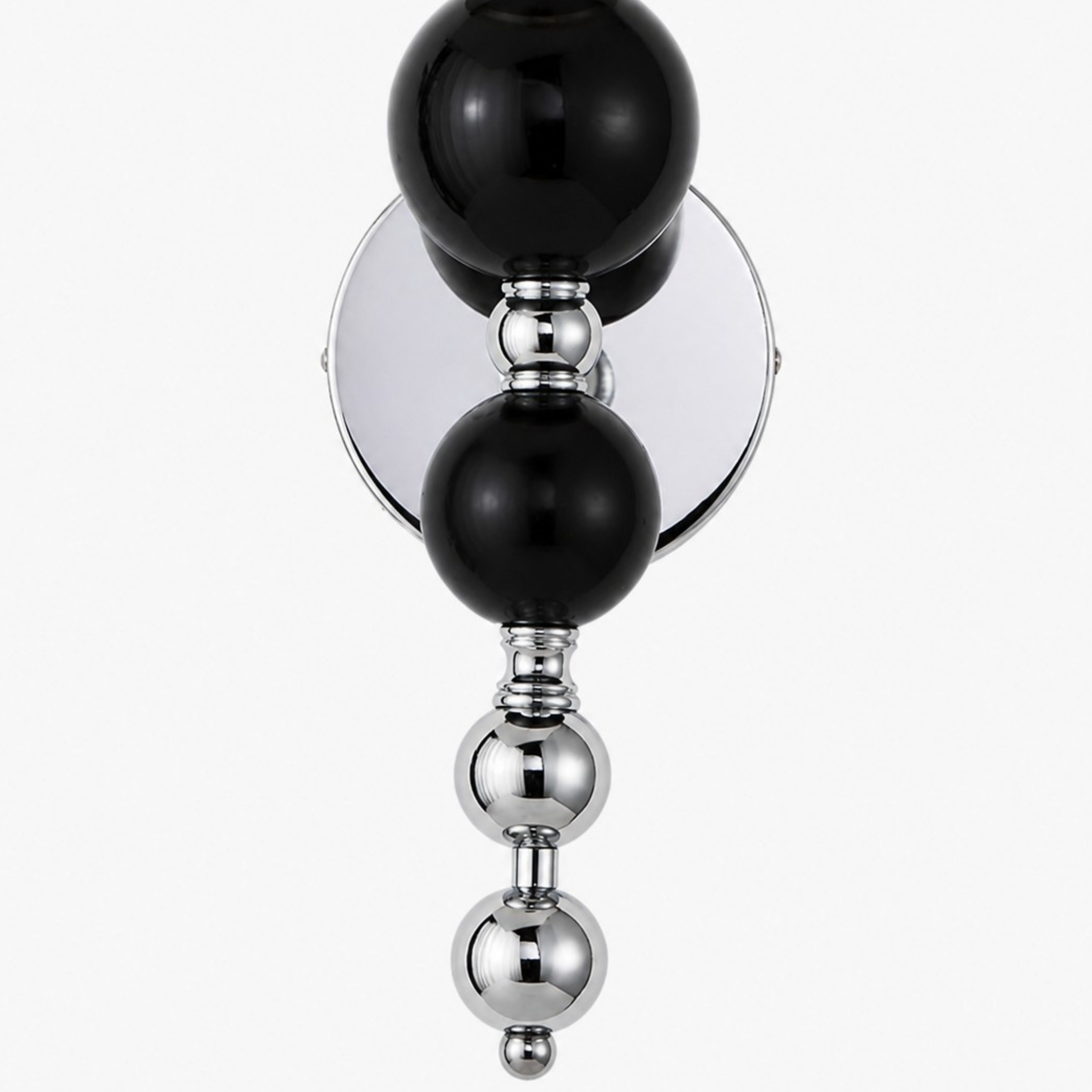 Black wood and chrome stacked orb detail
