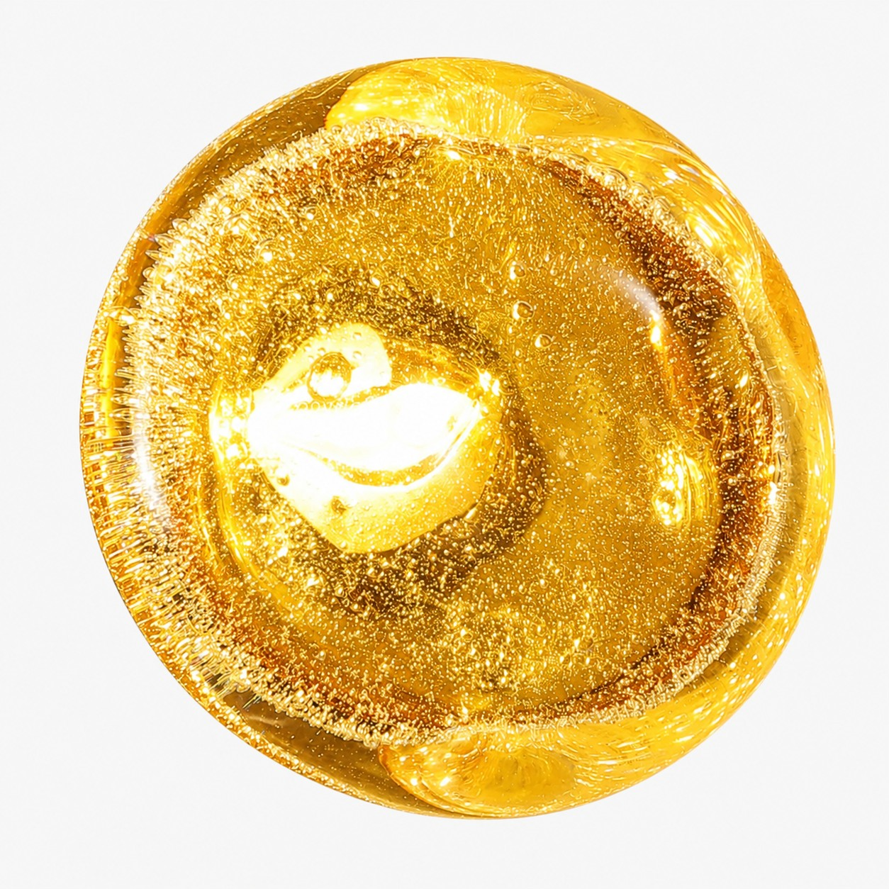 Illuminated amber bubble crystal detail