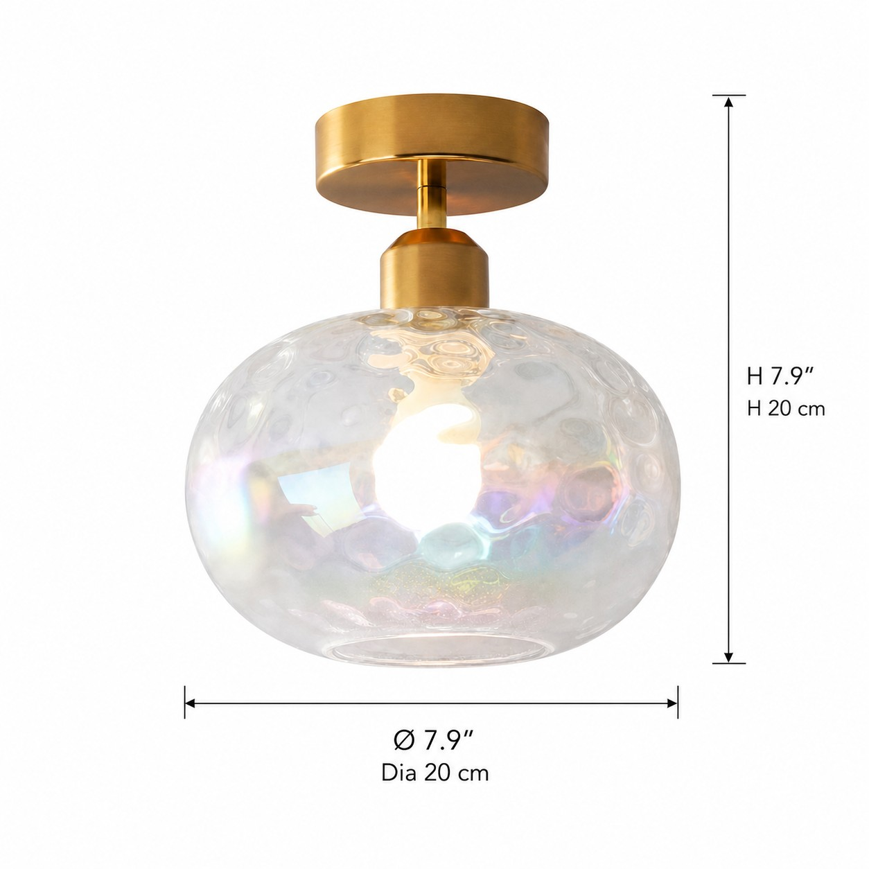 Ceiling lamp dimensions: Ø 7.9″ × H 7.9″ / Dia 20 cm × H 20 cm