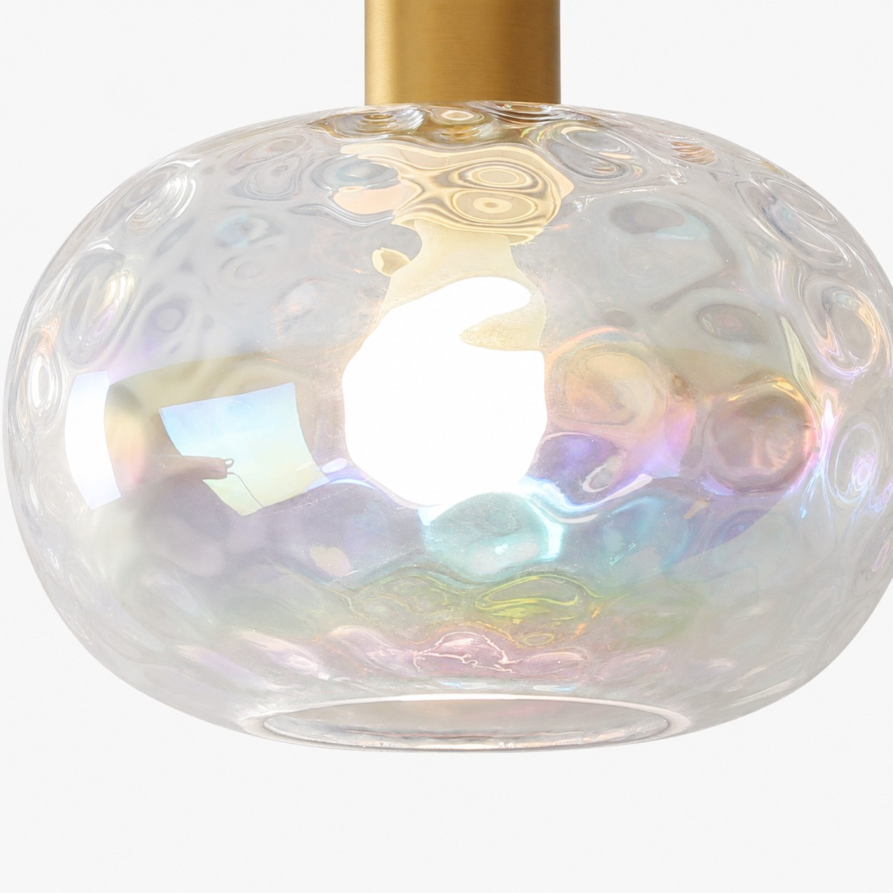 Iridescent ripple glass globe detail