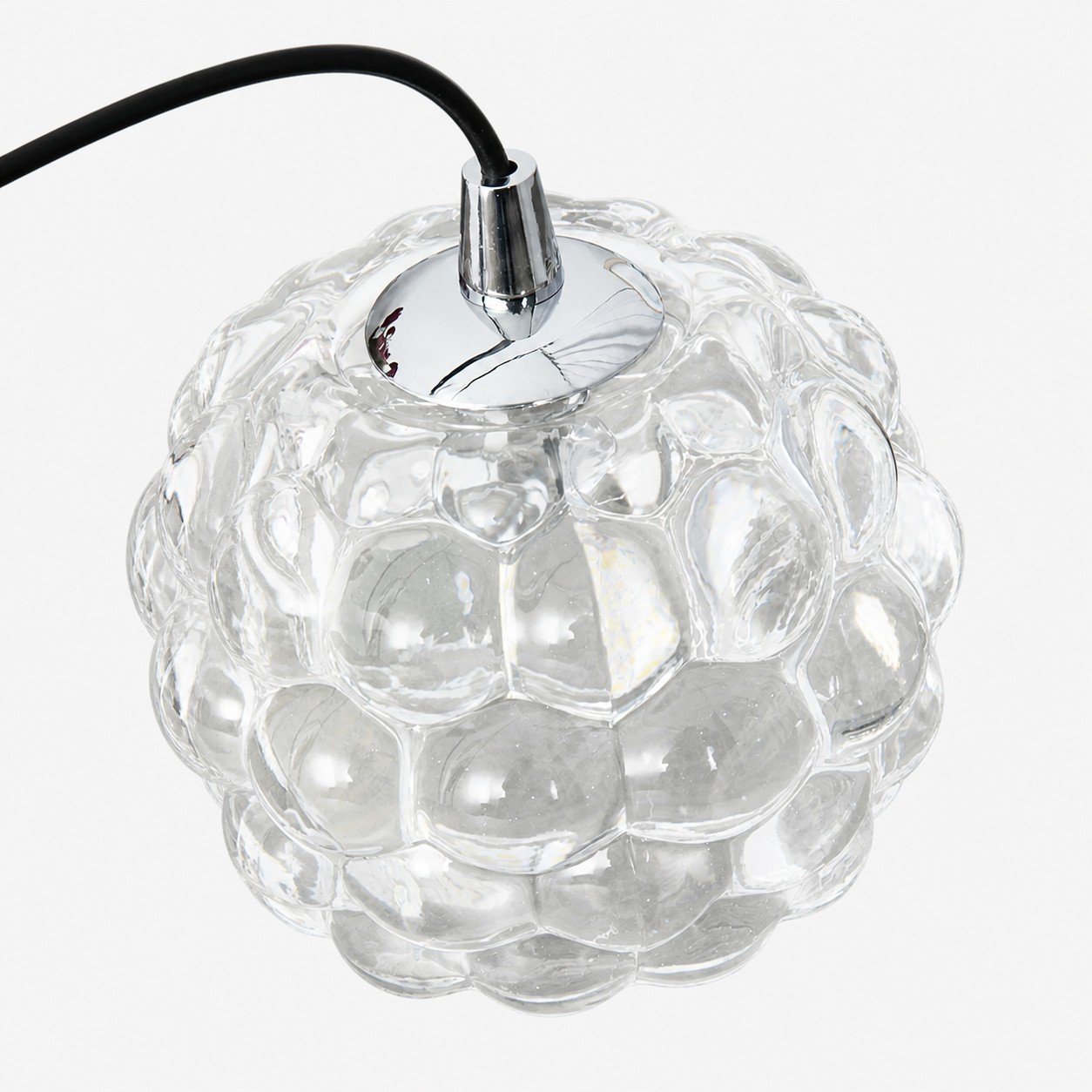Clear grape-shaped glass shade detail
