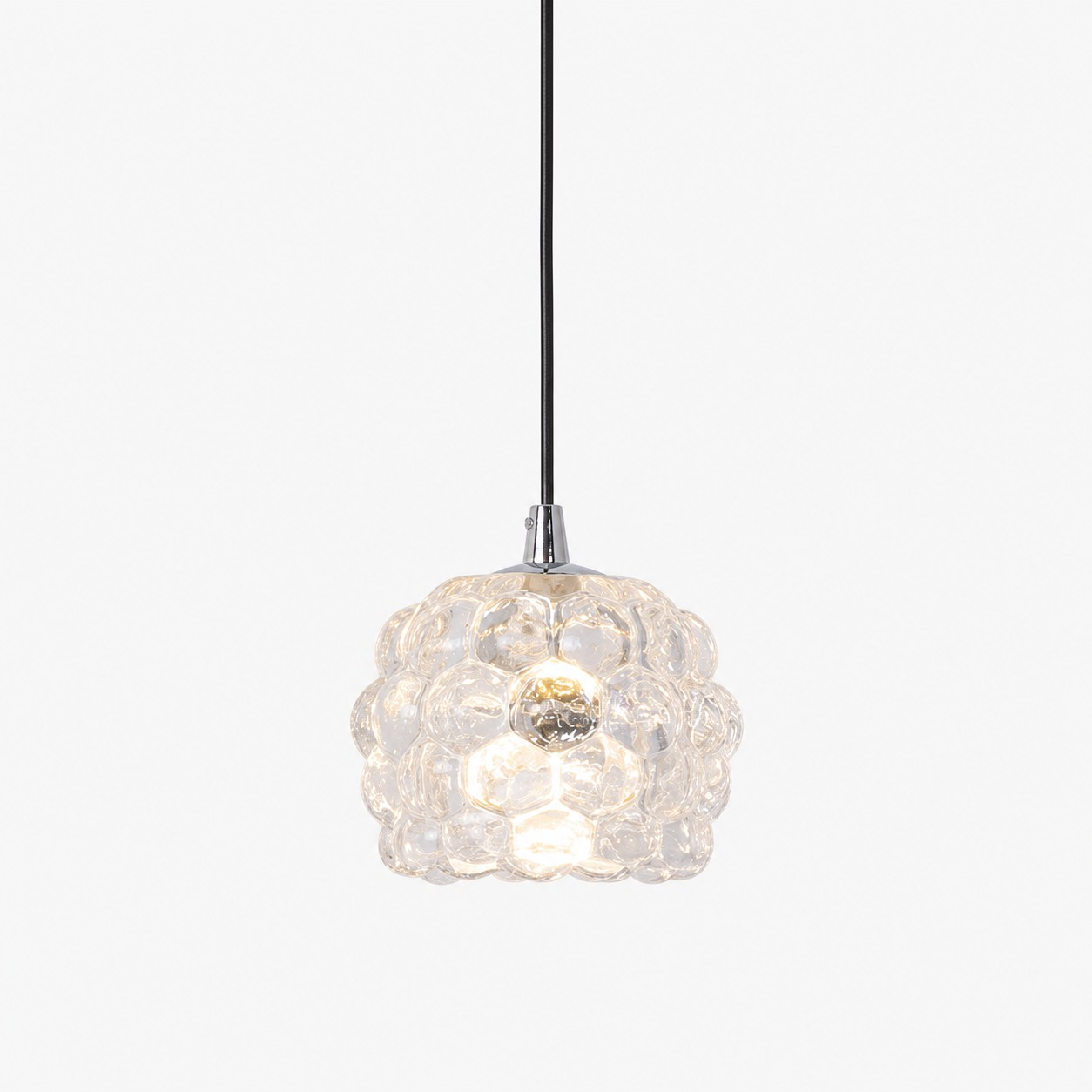 Clear grape glass pendant lamp with chrome fitting