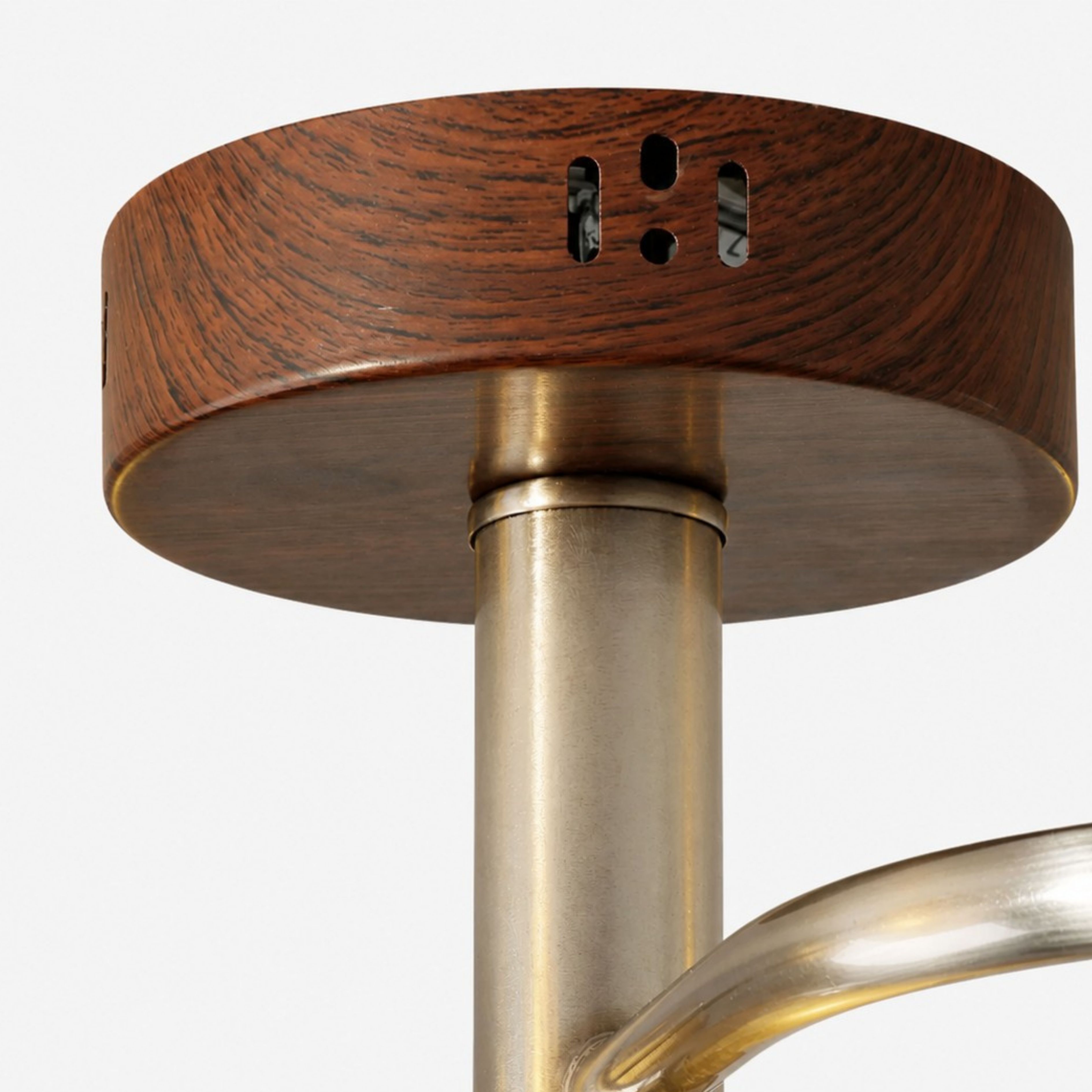 Walnut-look canopy and metal stem detail