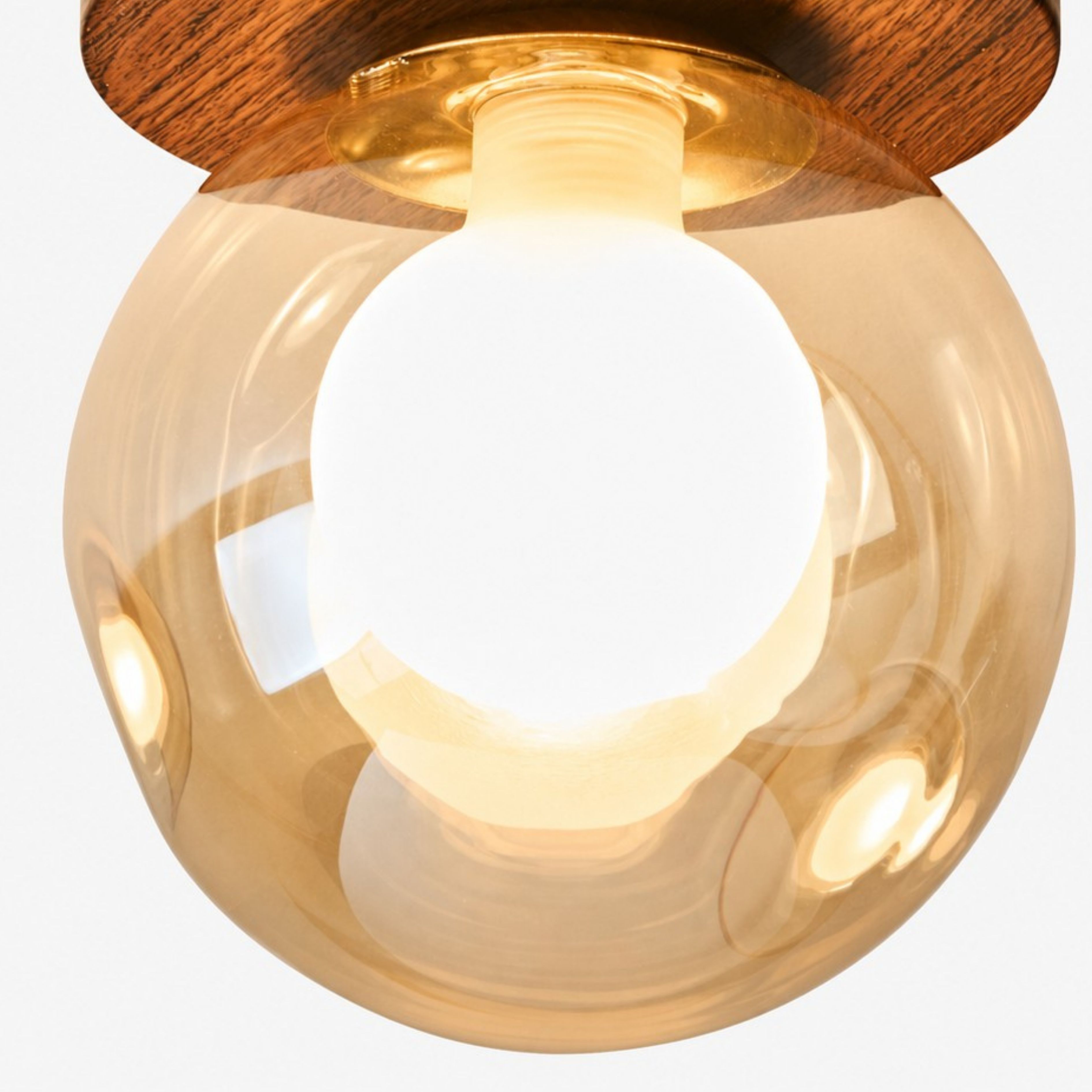 Amber glass globe lamp material detail