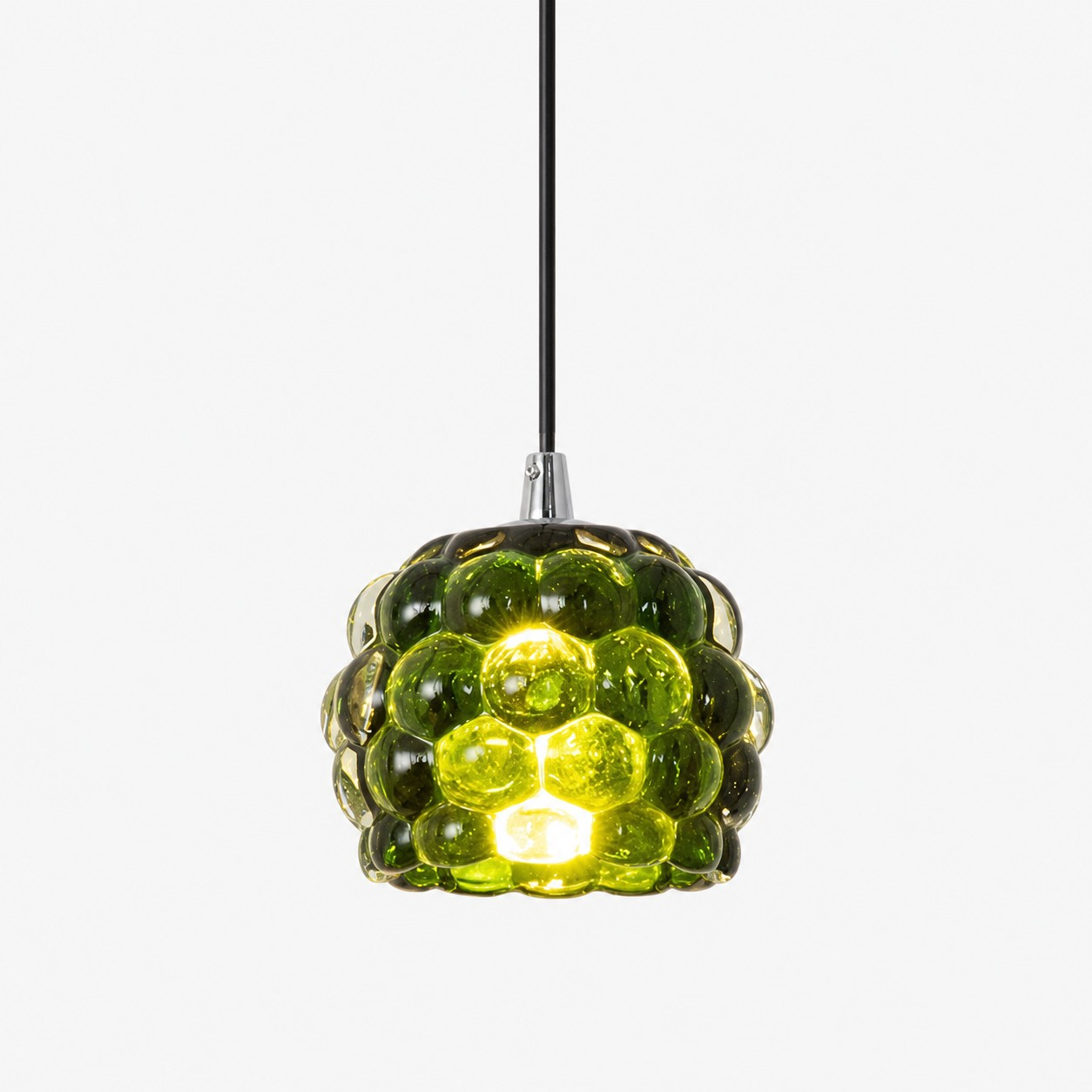 Green grape glass pendant lamp with chrome fitting