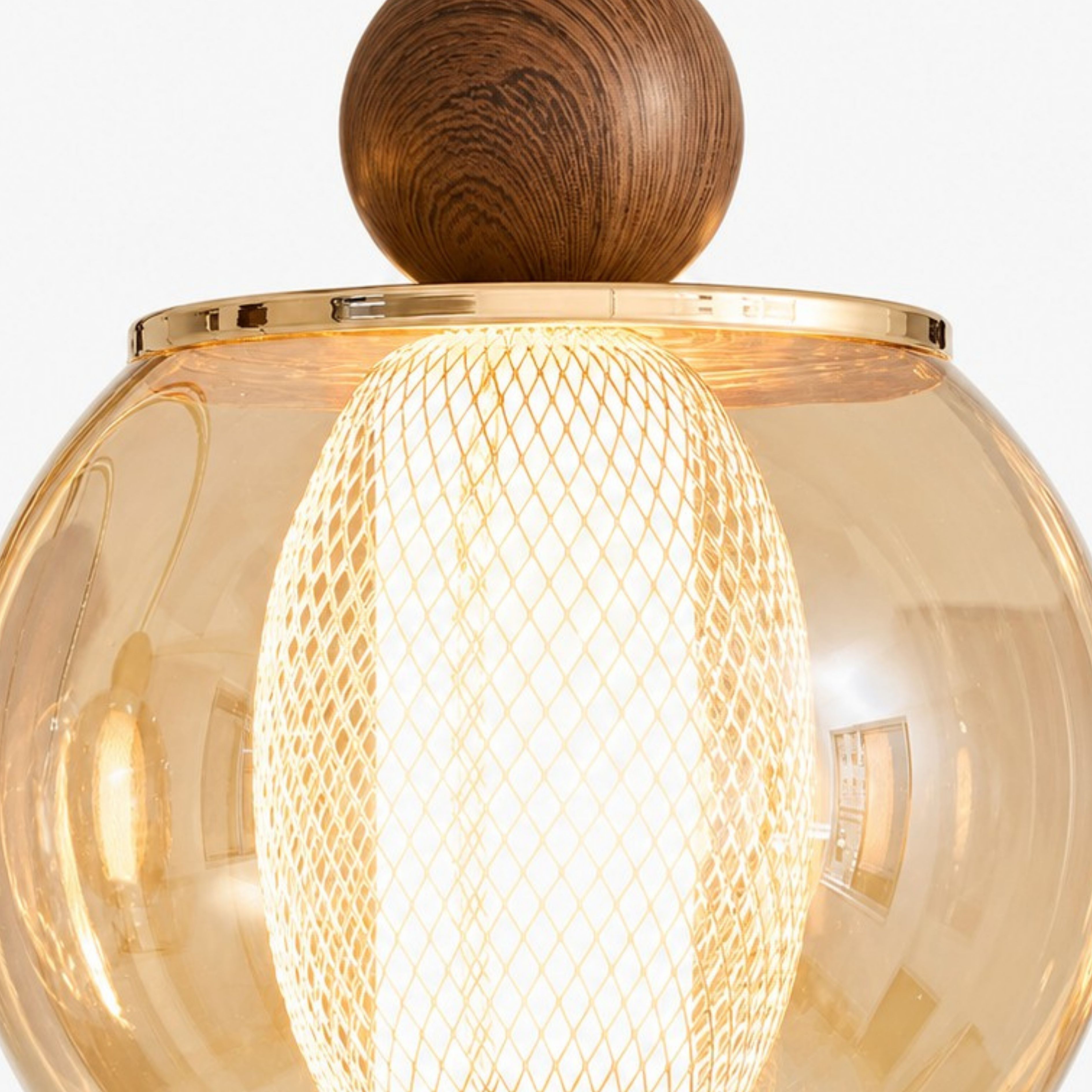Walnut accent and full-spectrum mesh diffuser detail