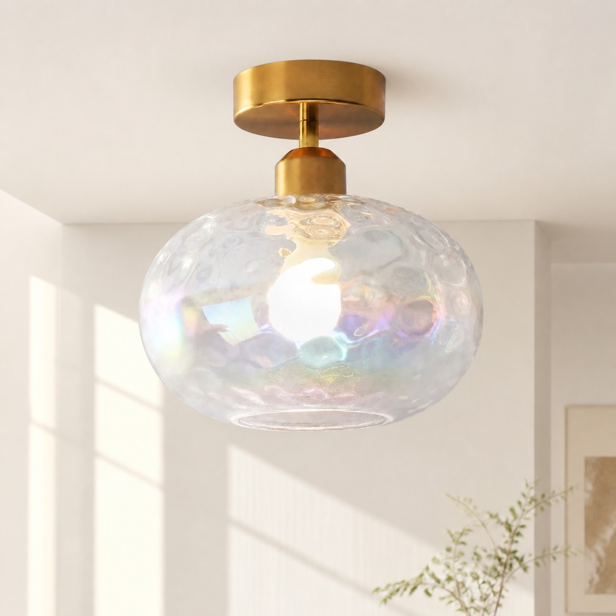 Ripple glass ceiling lamp in an entryway