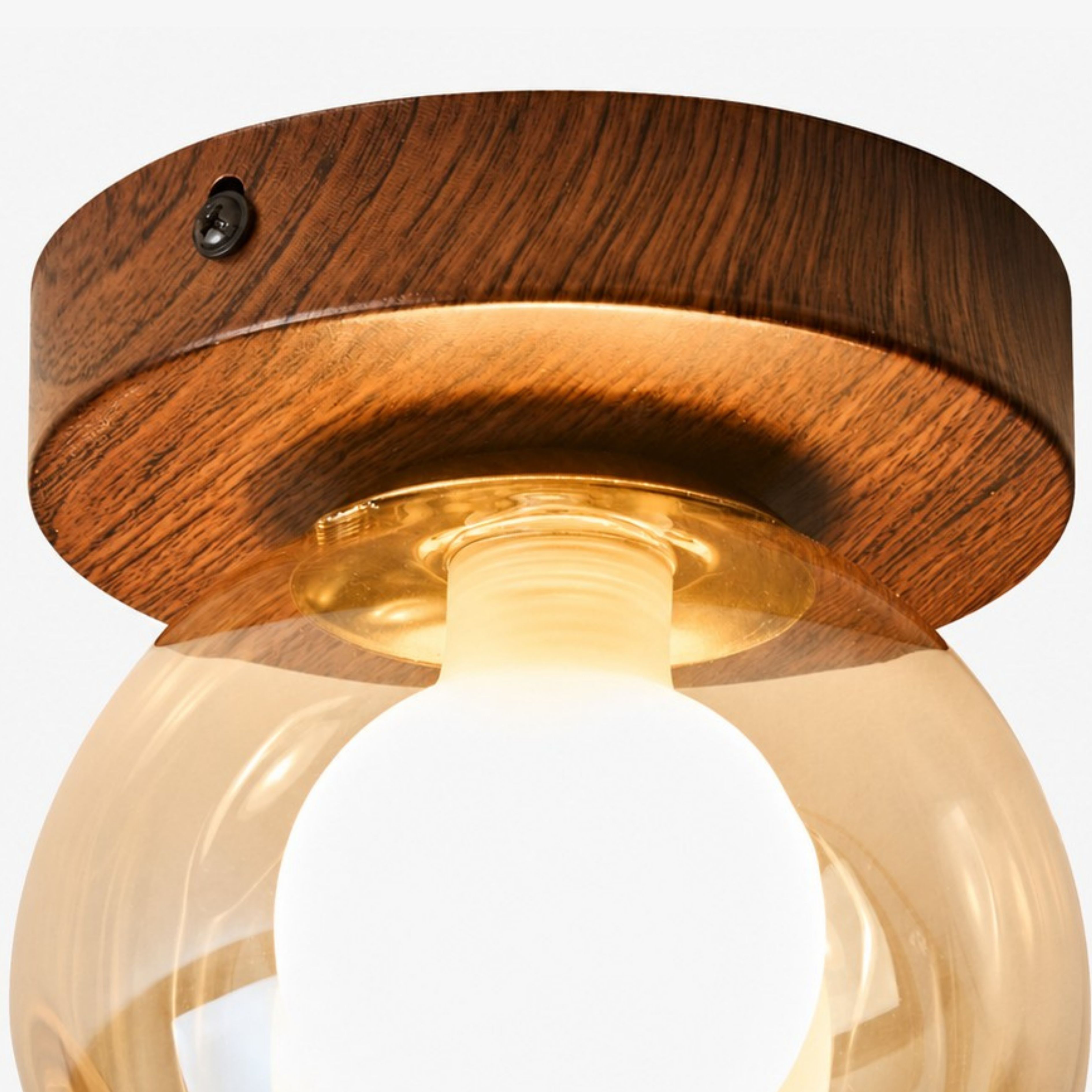 Walnut finish and metal lamp detail
