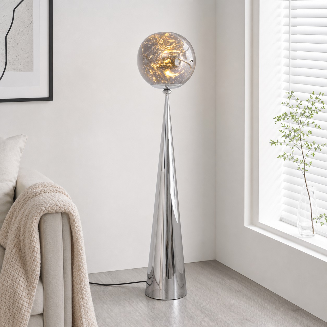 Gold Melt floor lamp in a living room