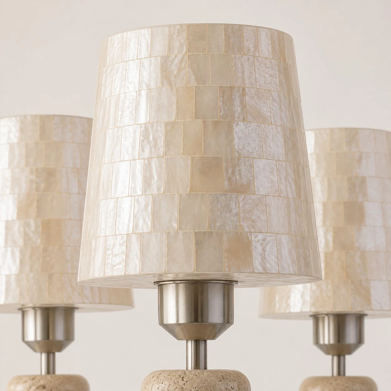 Close view of the natural shell mosaic shades