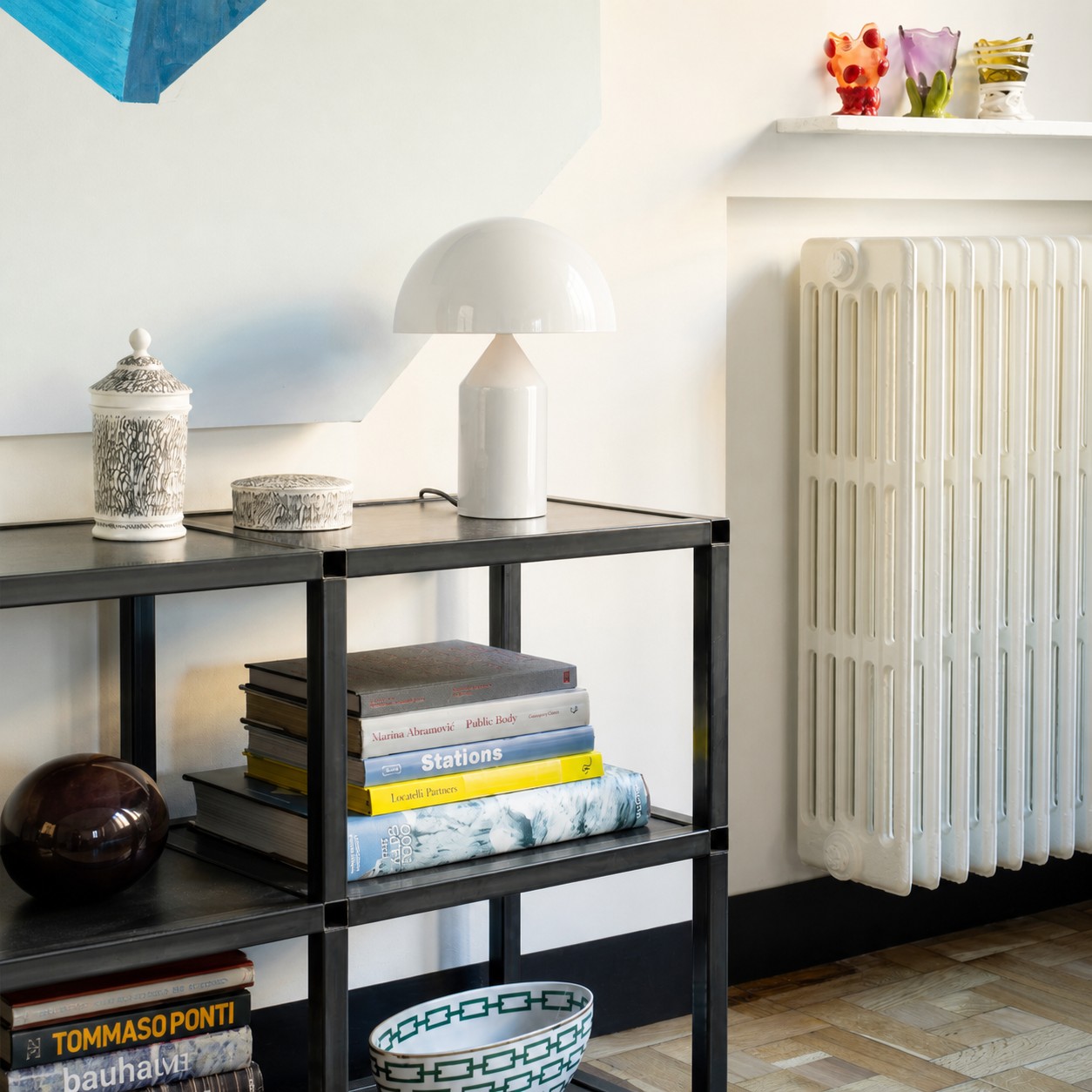 Bright white HaloVell lamp on a sideboard