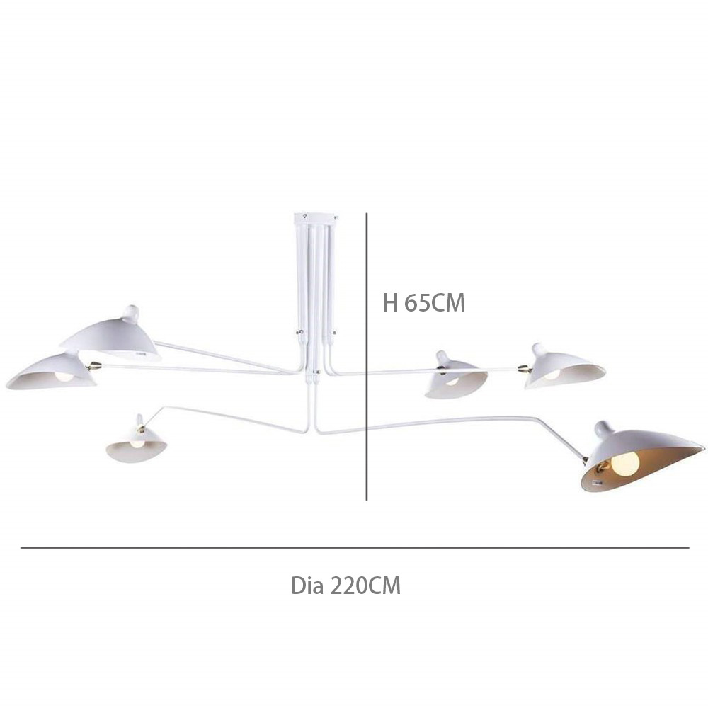 Six-head Adjustable Ceiling Light dimensions
