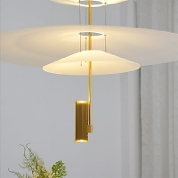 Gold Flamingo pendant light layered acrylic disc detail