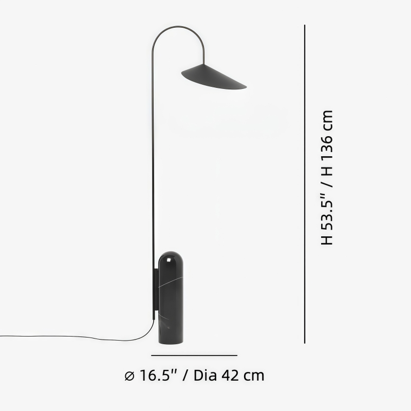 Nulavo floor lamp dimensions: Dia 42 cm by W 25 cm by H 136 cm