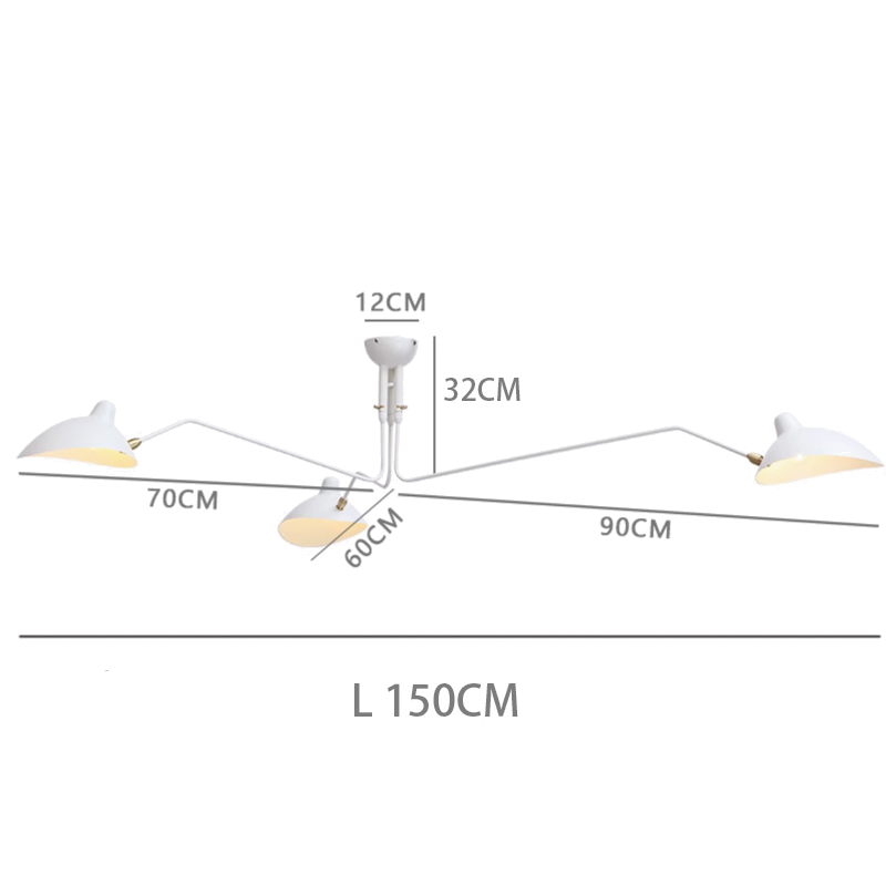 Three-head linear Adjustable Ceiling Light dimensions