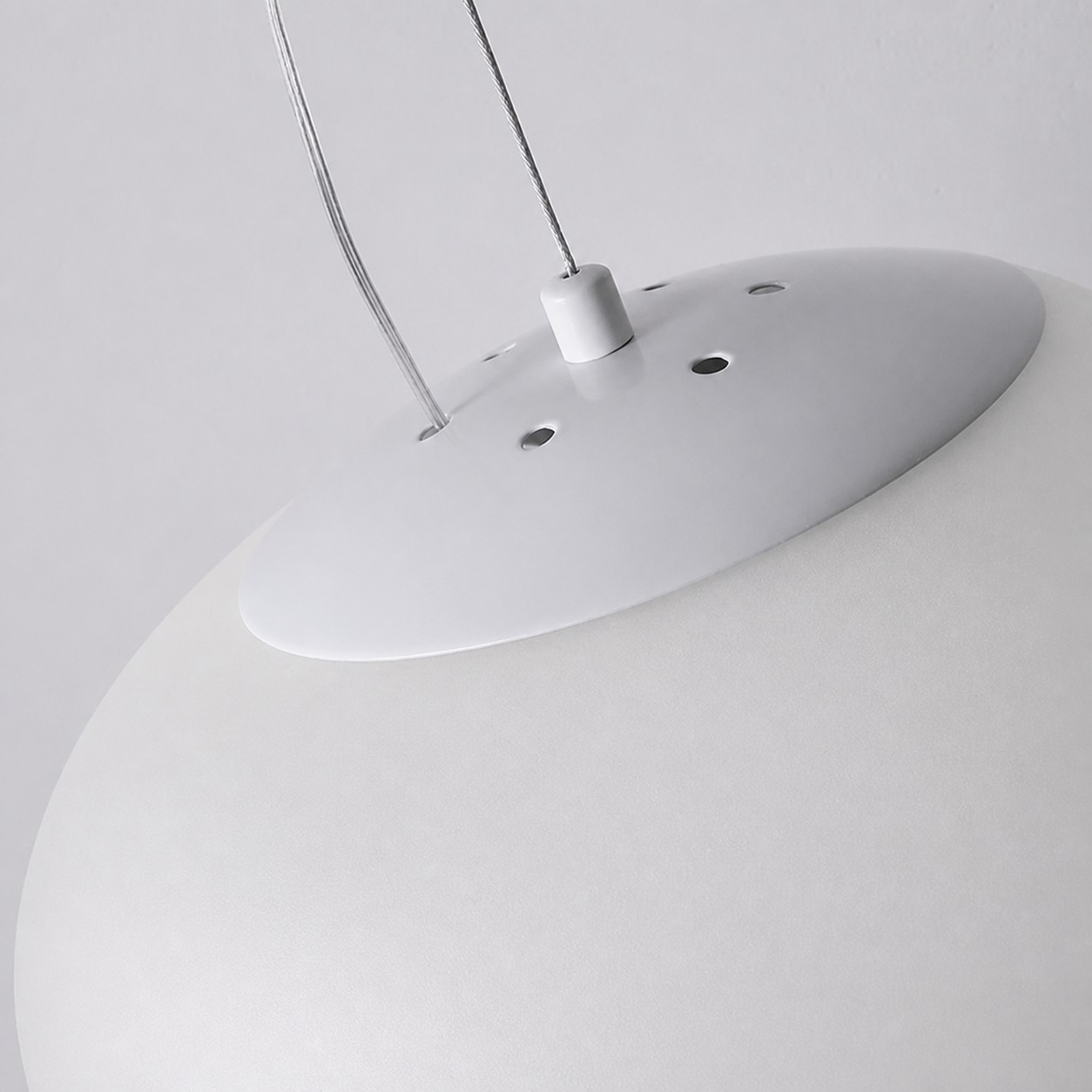 Stonea matte frosted glass shade and white ceiling plate detail