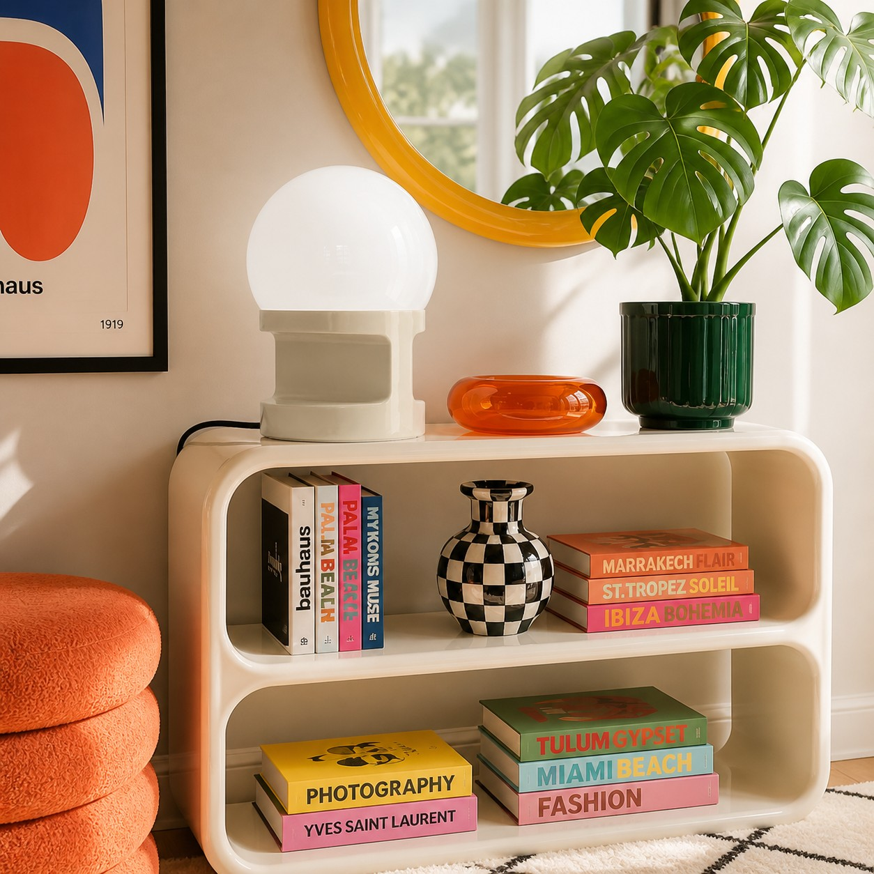 Cream HABEA table lamp in an interior