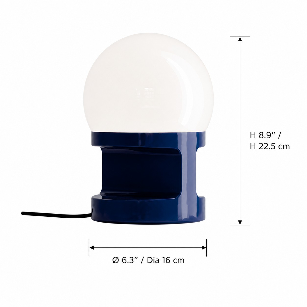 HABEA dimensions, diameter 16 cm and height 22.5 cm