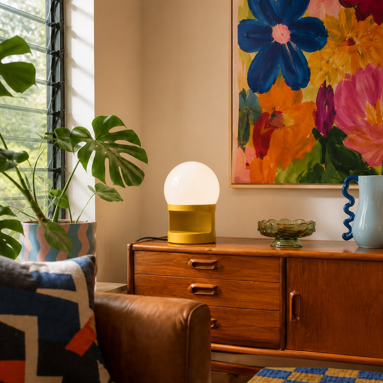 Yellow HABEA table lamp in an interior
