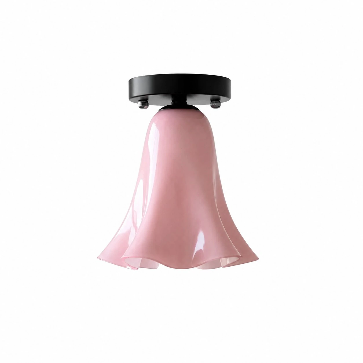 Blush pink glass flush mount light