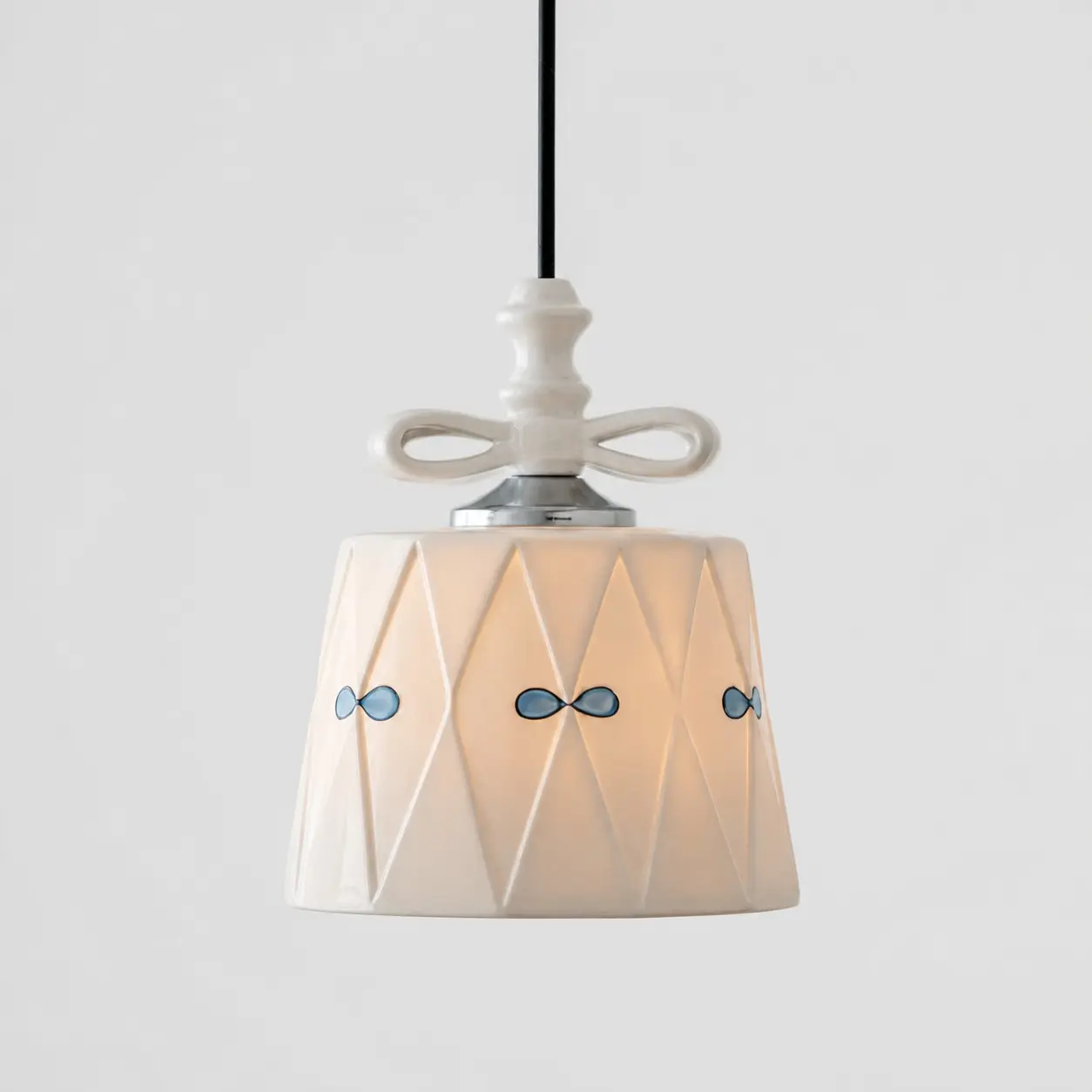 Blue Balloon hand-painted ceramic bow pendant light