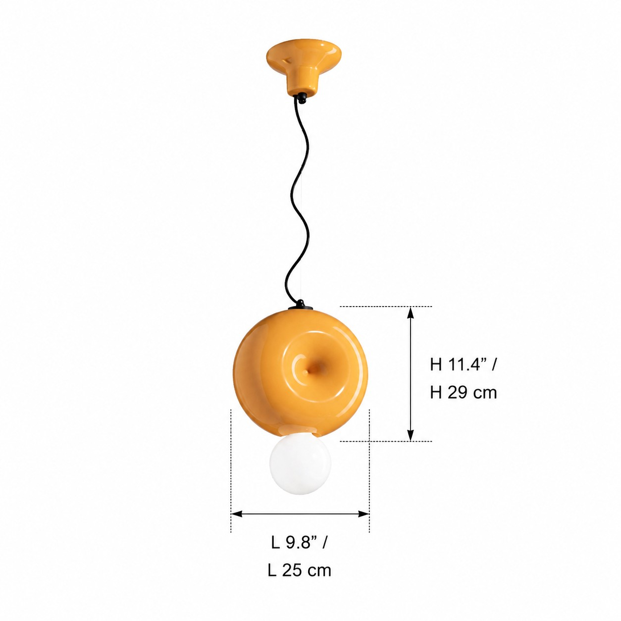 Sculptural ceramic pendant dimensions, width 25 cm, height 29 cm and depth 12 cm