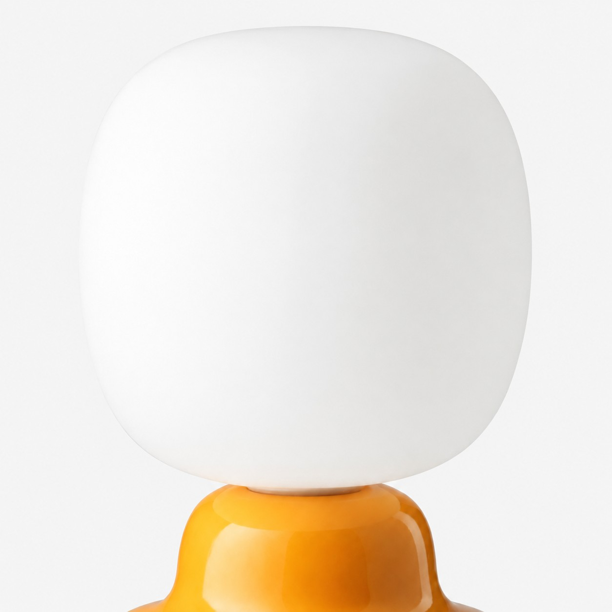 Yellow ceramic and white glass globe detail