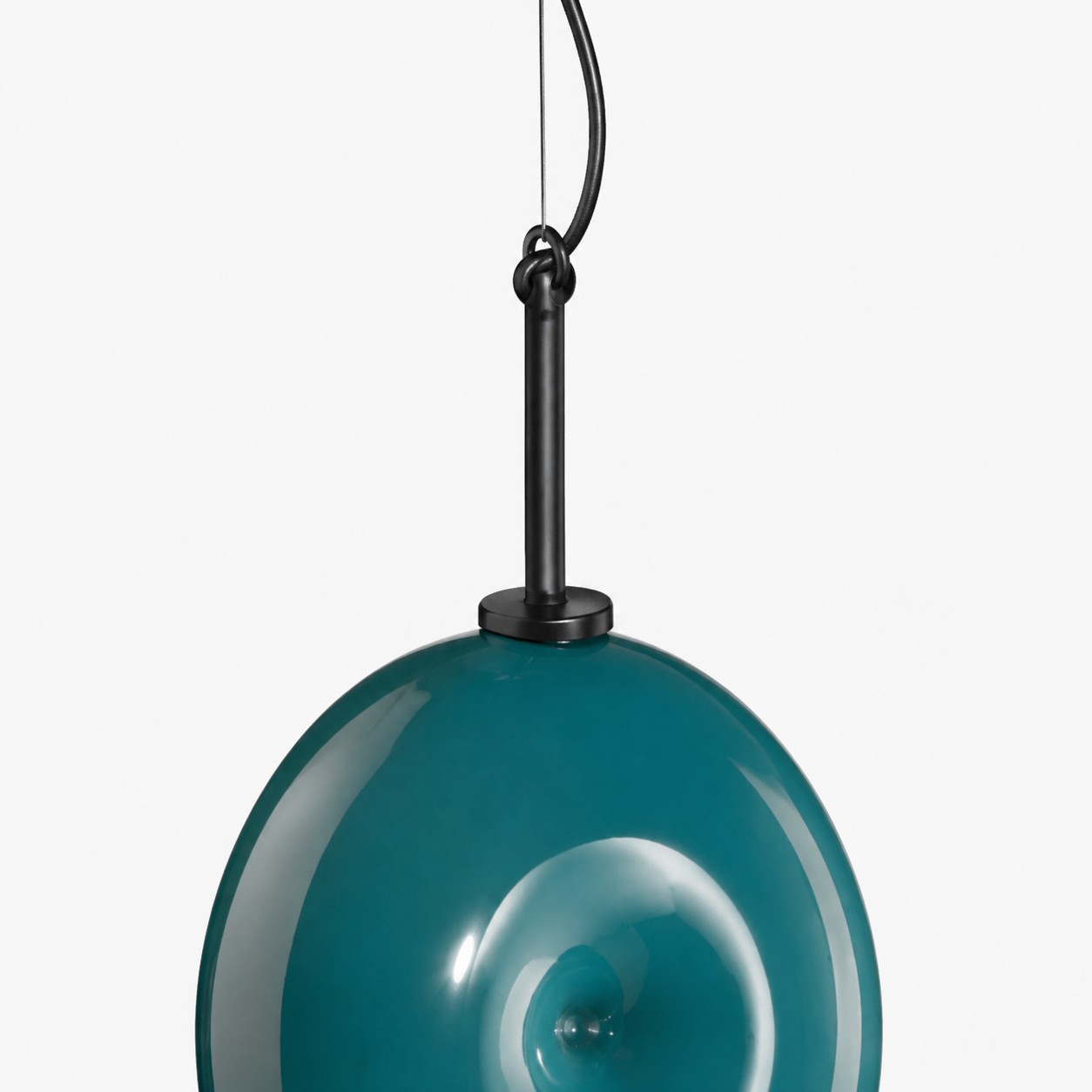 Deep teal upper ceramic form and black suspension detail