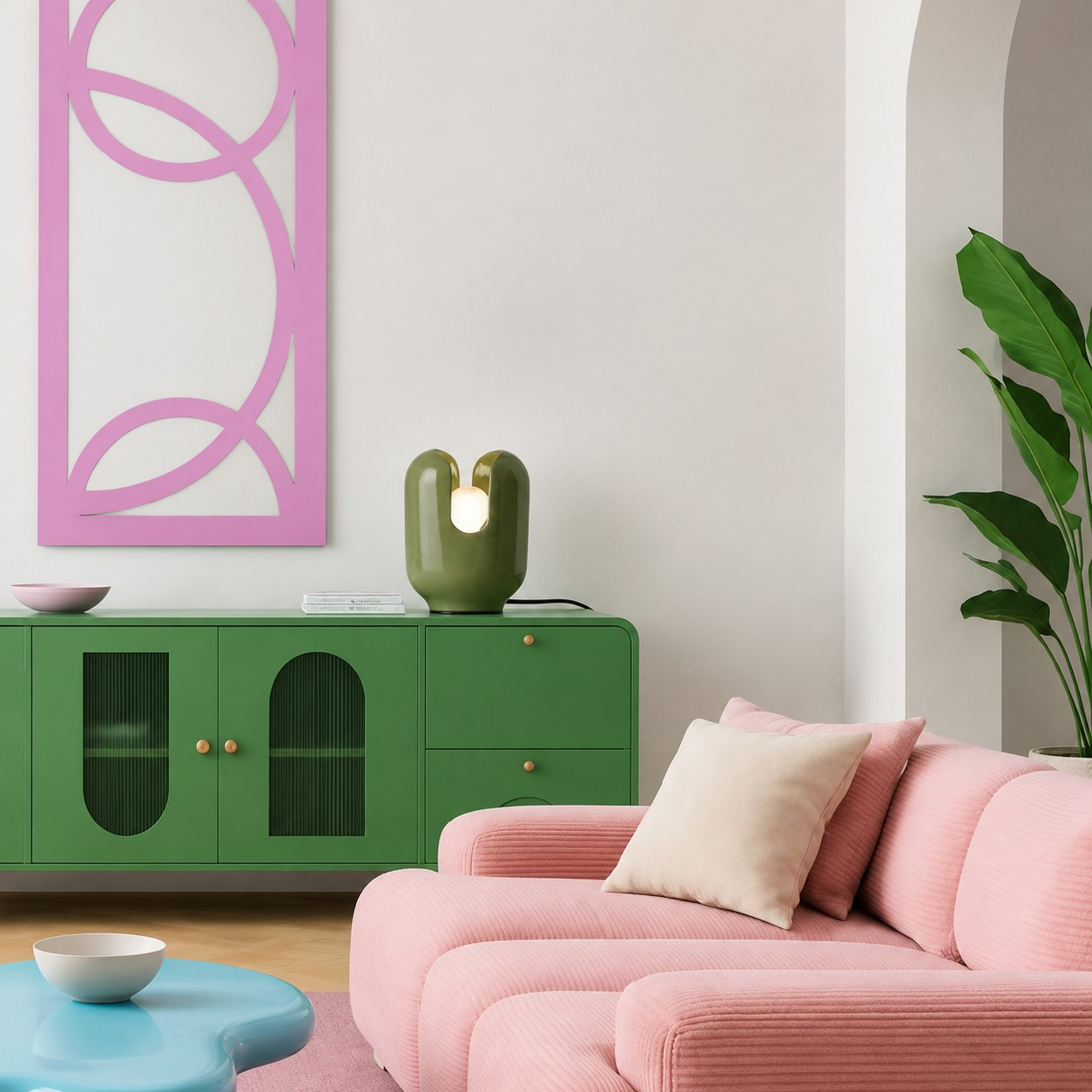 Sage Green BATUCADA table lamp in an interior