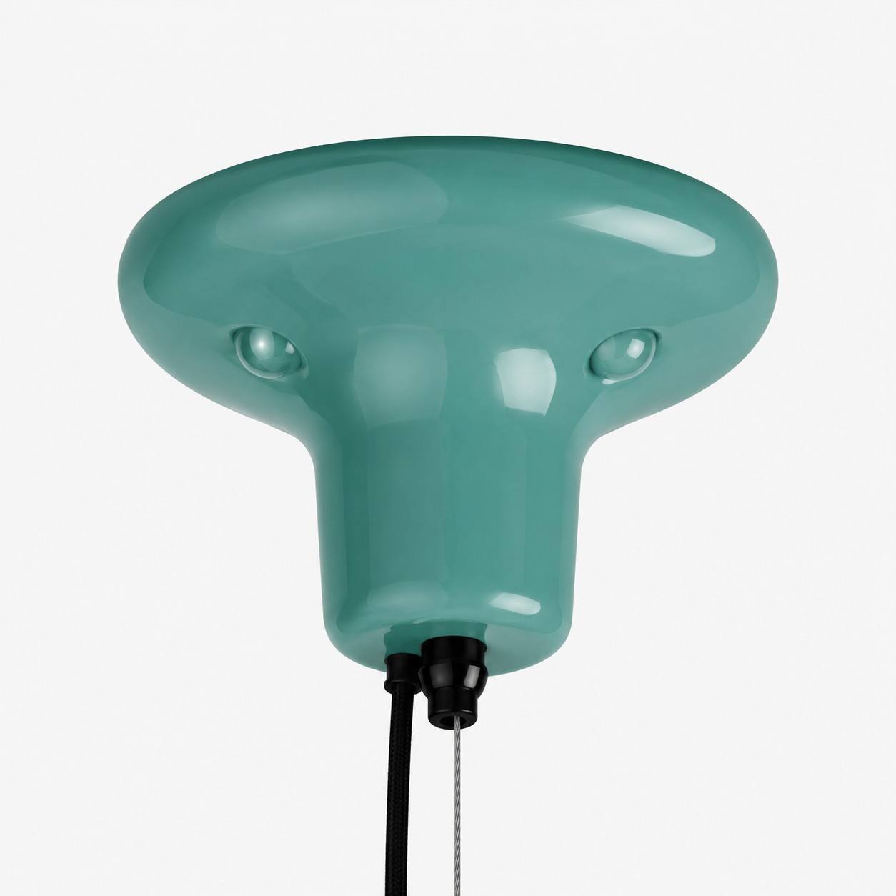 Glossy teal ceramic canopy detail