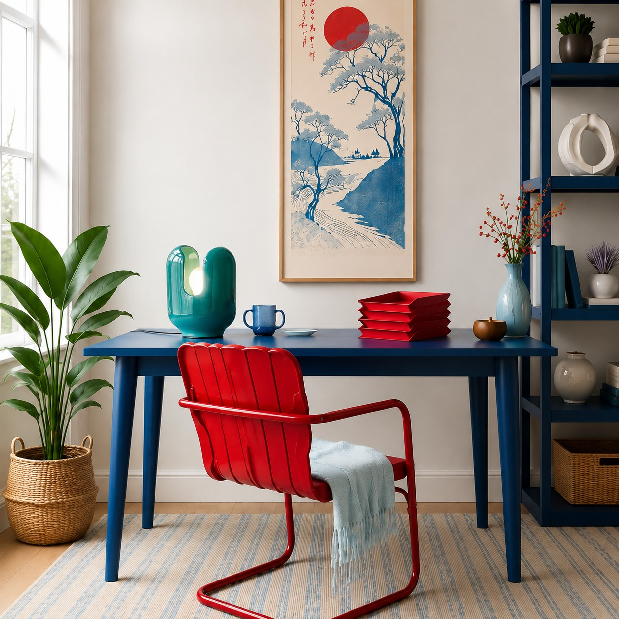 Turquoise BATUCADA table lamp in an interior