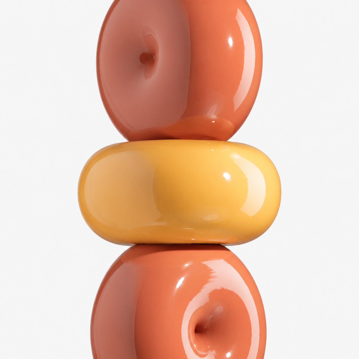 Glossy stacked ceramic pendant forms detail