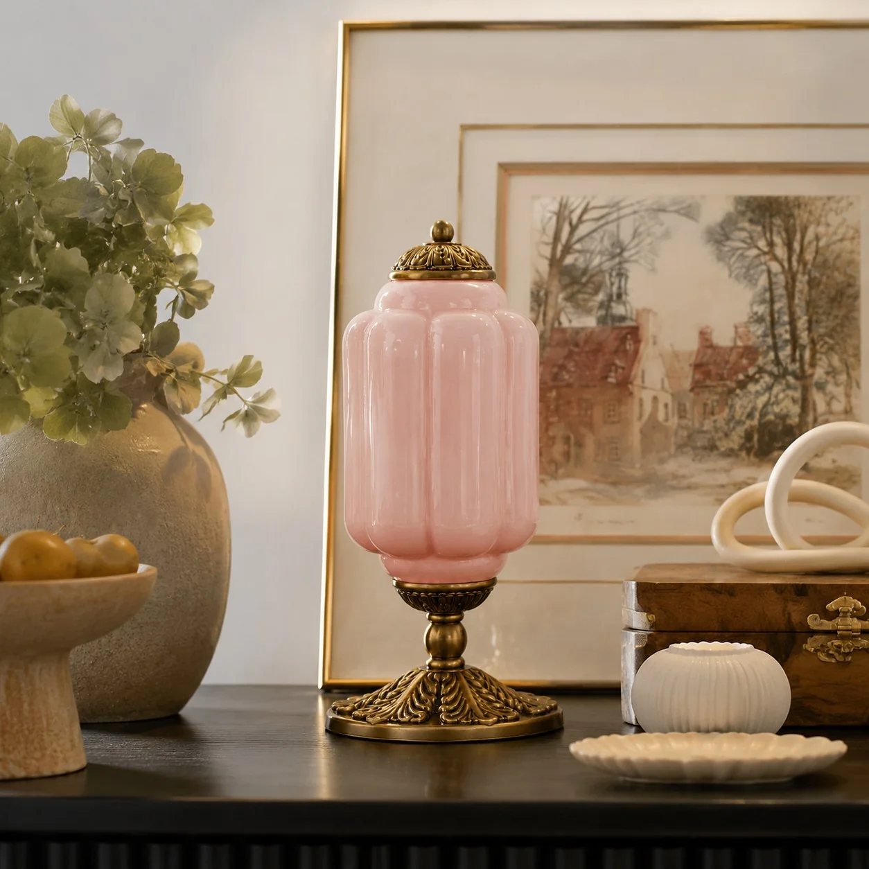 Eloise vintage glass table lamp in a warm interior