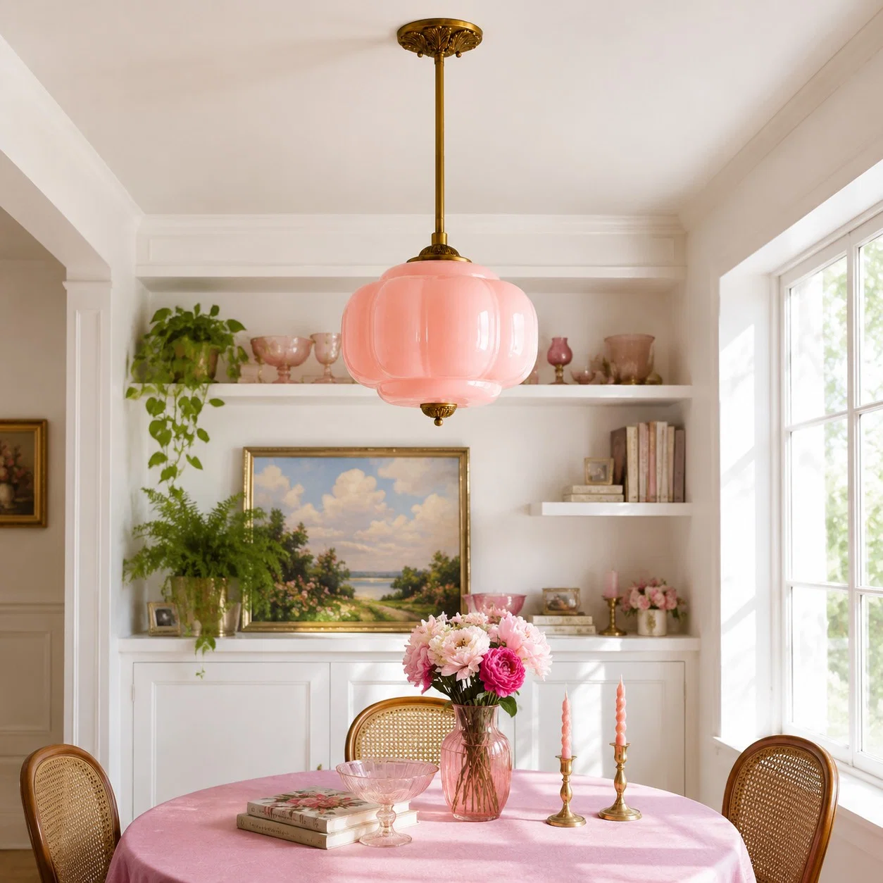 Eloise pink+brass room scene